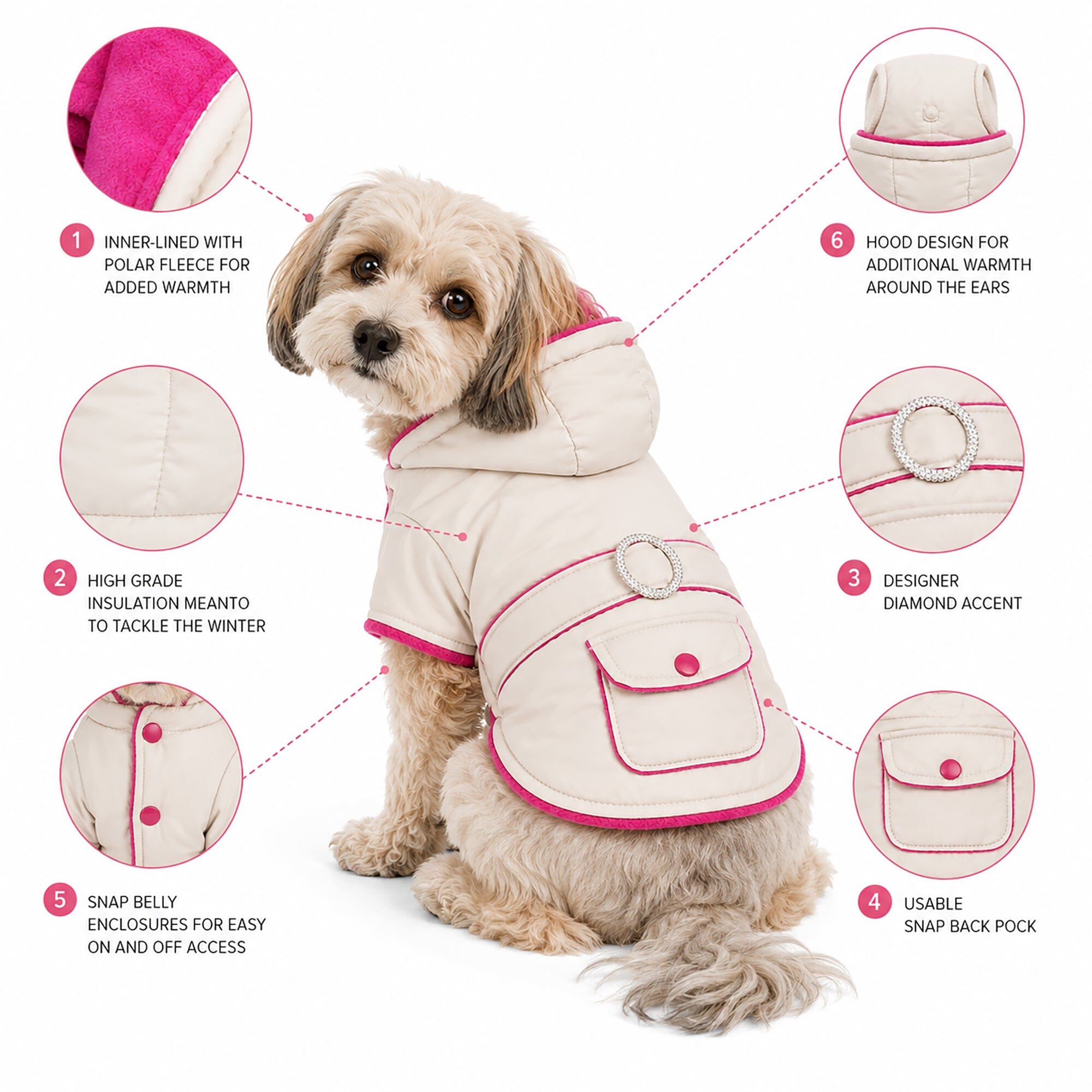 Pet Life ® Dual-Toned 3M Insulated Diamond Jeweled Pet Dog Jacket