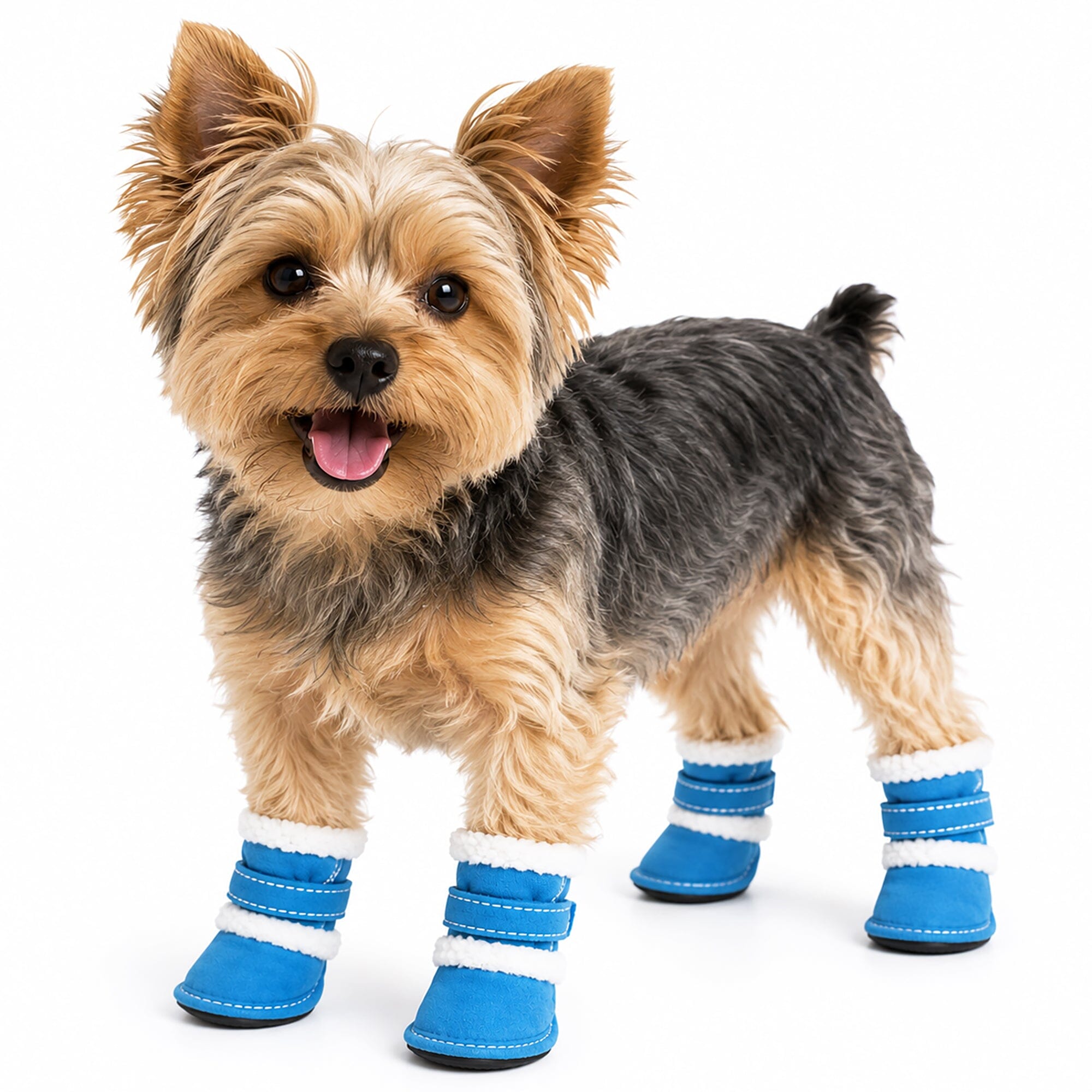Pet Life ® 'Duggz' 3M Insulated Winter Fashion Dog Shoes Booties - Set of 4 X-Small Blue & White