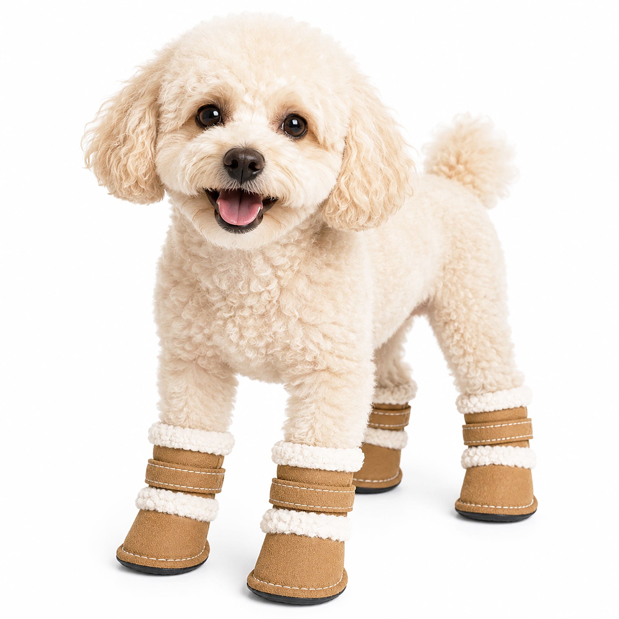 Pet Life ® 'Duggz' 3M Insulated Winter Fashion Dog Shoes Booties - Set of 4 X-Small Brown & White