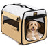 Pet Life ® 'Easy Folding' Zippered Folding Collapsible Wire Framed Lightweight Pet Dog Crate Carrier X-Small Khaki