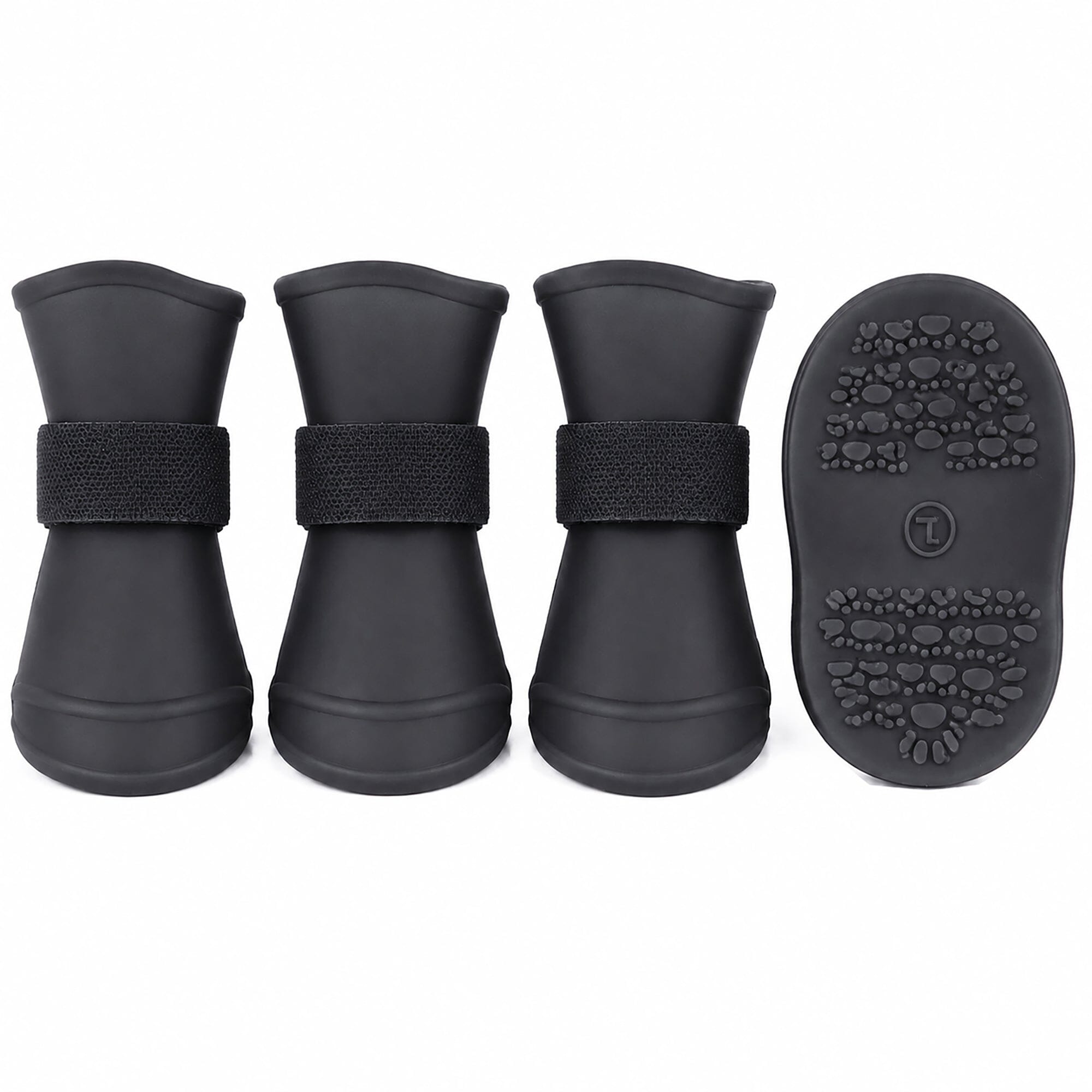 Pet Life ® Elastic Protective Multi-Usage All-Terrain Rubberized Dog Shoes - Set of 4 X-Small Black