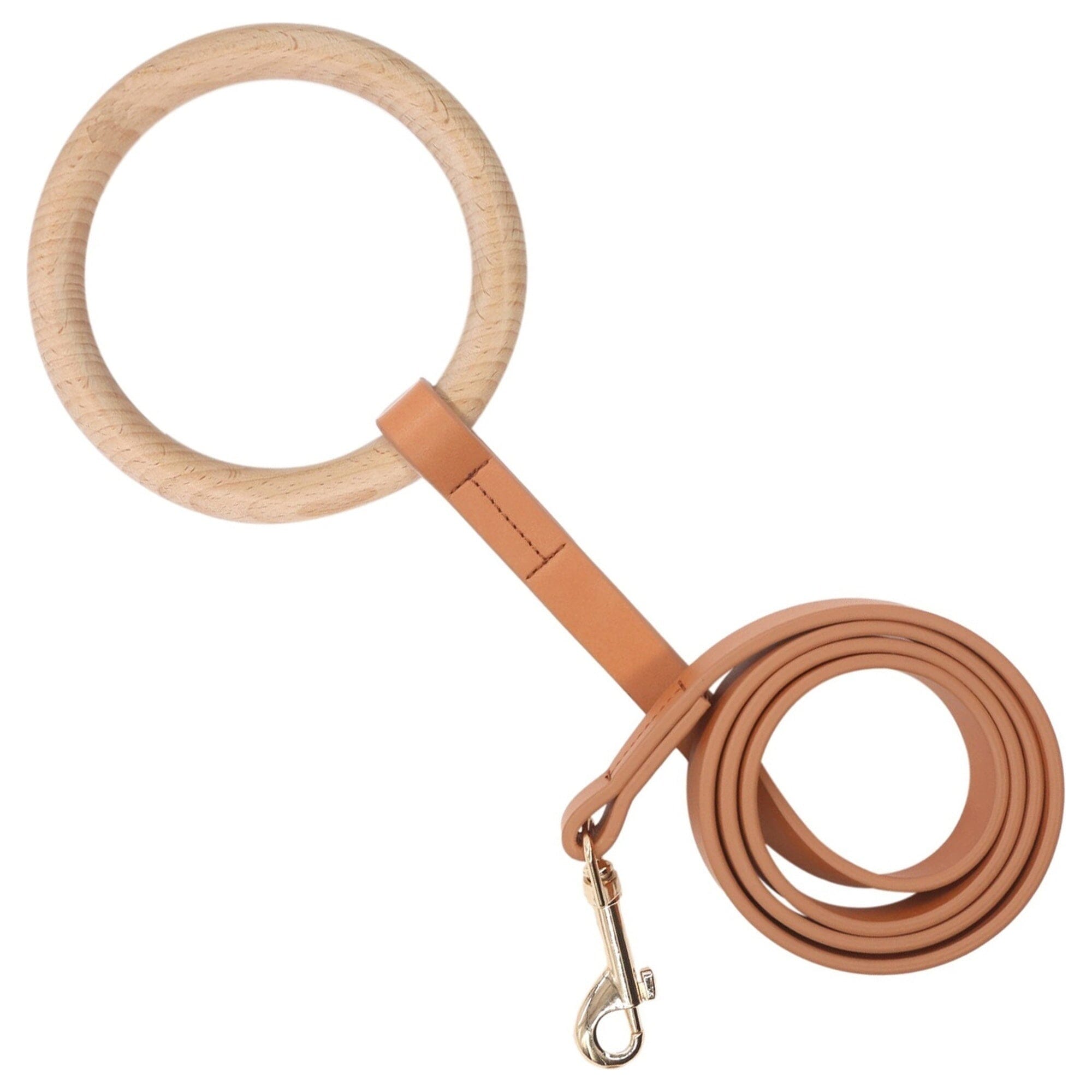 Pet Life ® 'Ever-Craft' Boutique Series Beechwood and Leather Designer Dog Leash Brown