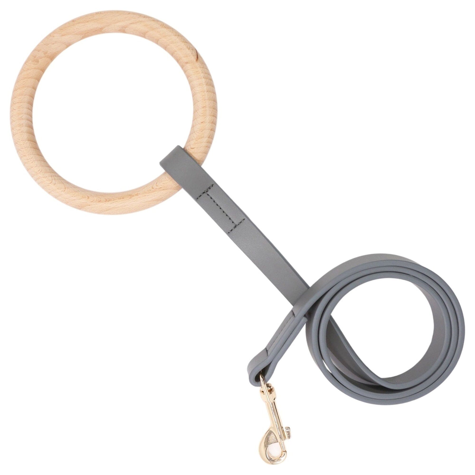 Pet Life ® 'Ever-Craft' Boutique Series Beechwood and Leather Designer Dog Leash Gray