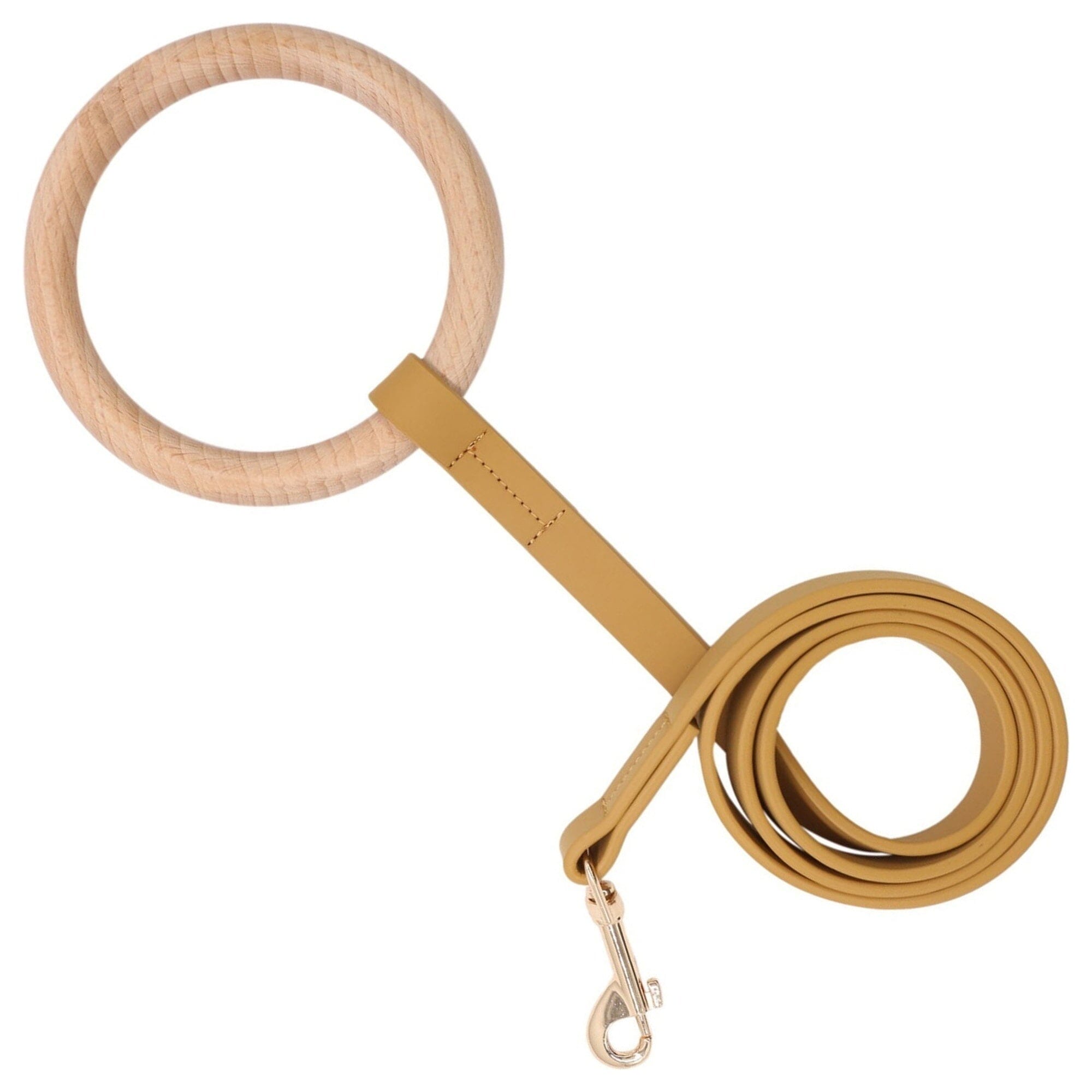 Pet Life ® 'Ever-Craft' Boutique Series Beechwood and Leather Designer Dog Leash Apricot