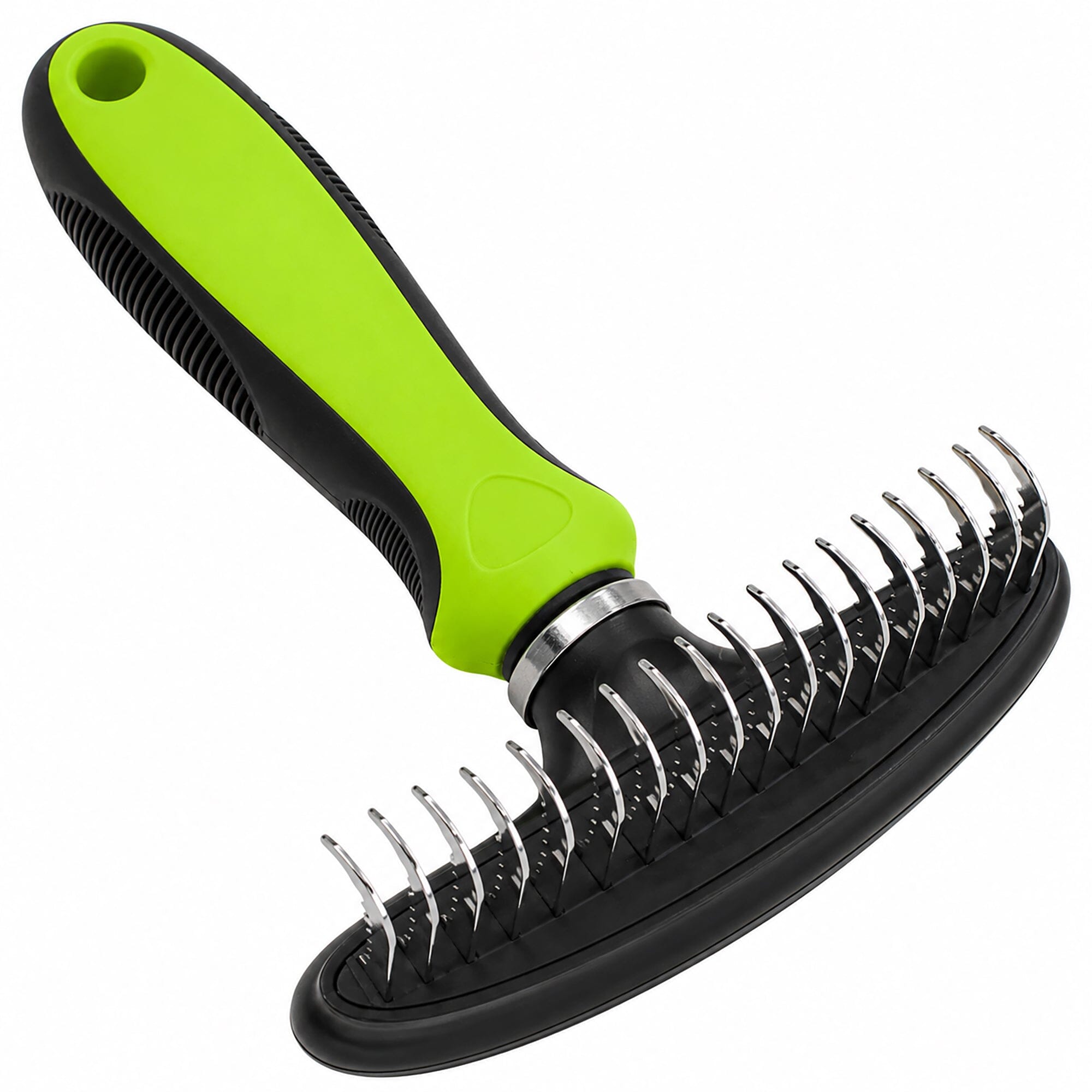 Pet Life ® Flex Series Undercoat Dematter Grooming Pet Rake Green