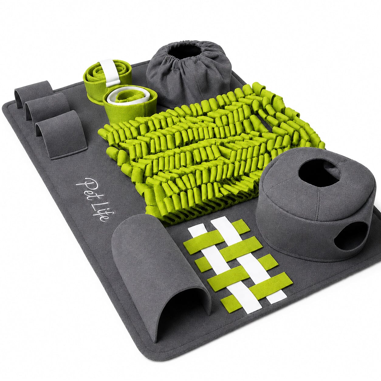 Pet Life ® “ForageScape” Interactive Treat Hiding Multi-Puzzle Pet Snuffle Mat