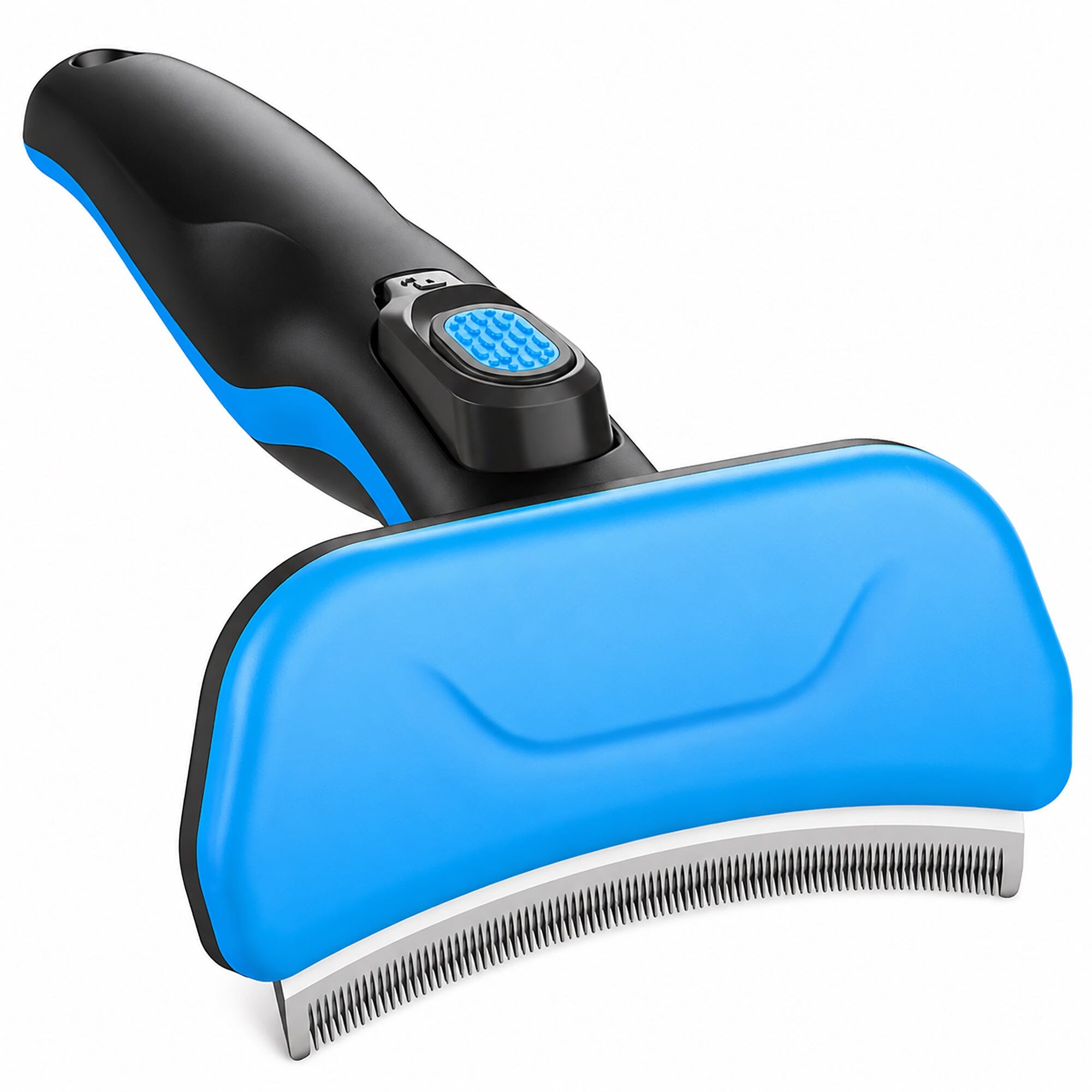 Pet Life ® 'Fur-Guard' Easy Self-Cleaning Grooming Deshedder Pet Comb Blue