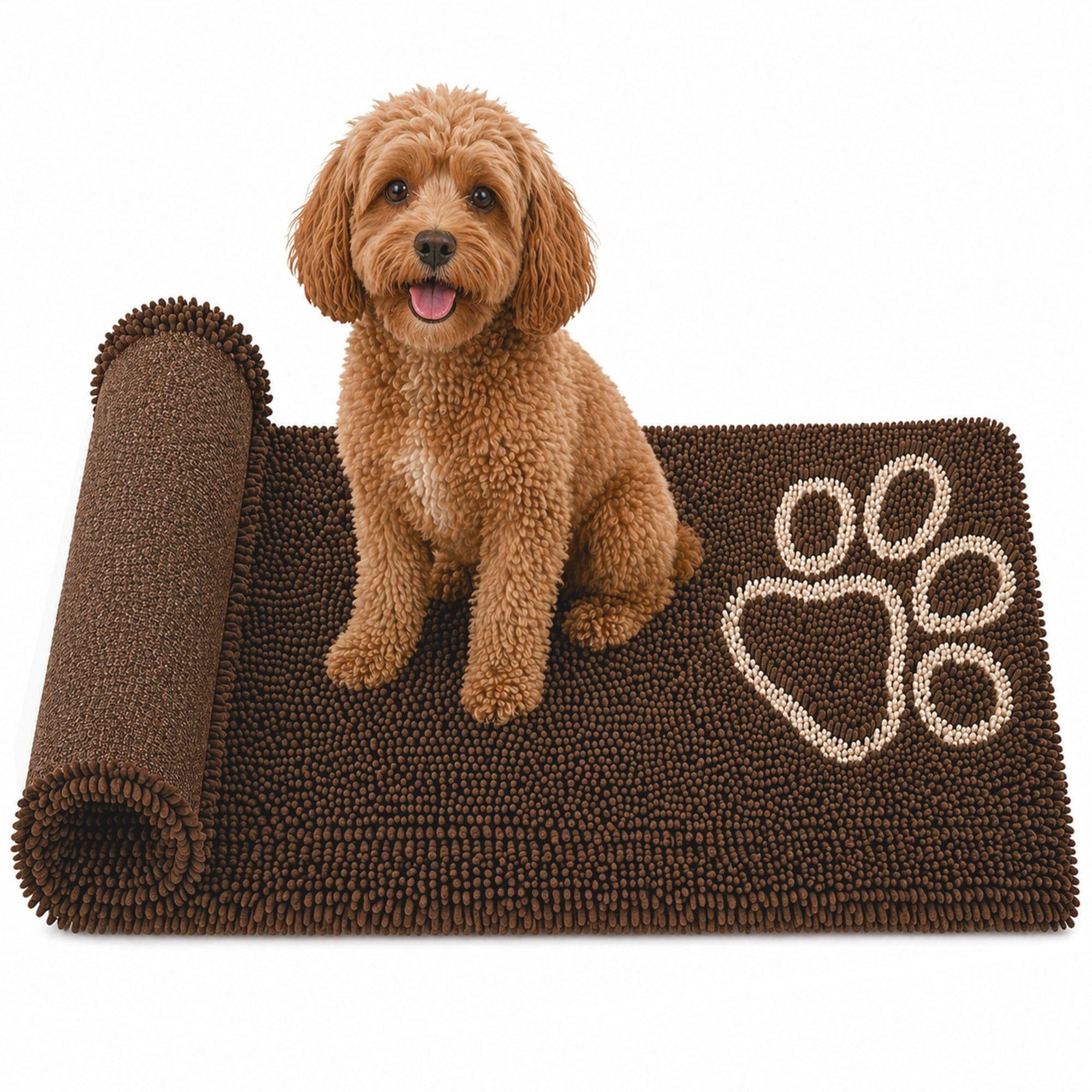 Pet Life ® 'Fuzzy' Quick-Drying Anti-Skid and Machine Washable Dog Mat Dark Brown