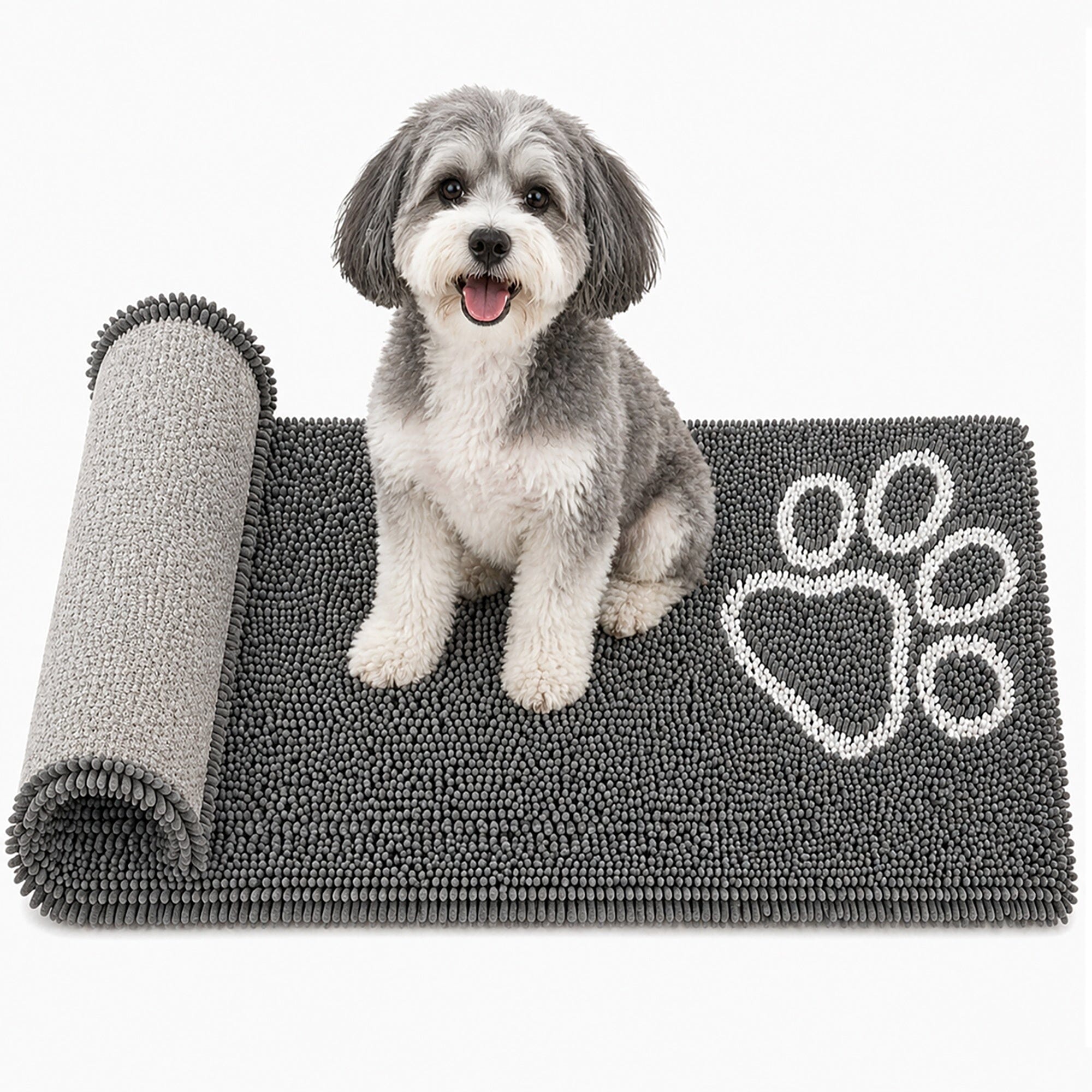 Pet Life ® 'Fuzzy' Quick-Drying Anti-Skid and Machine Washable Dog Mat Gray