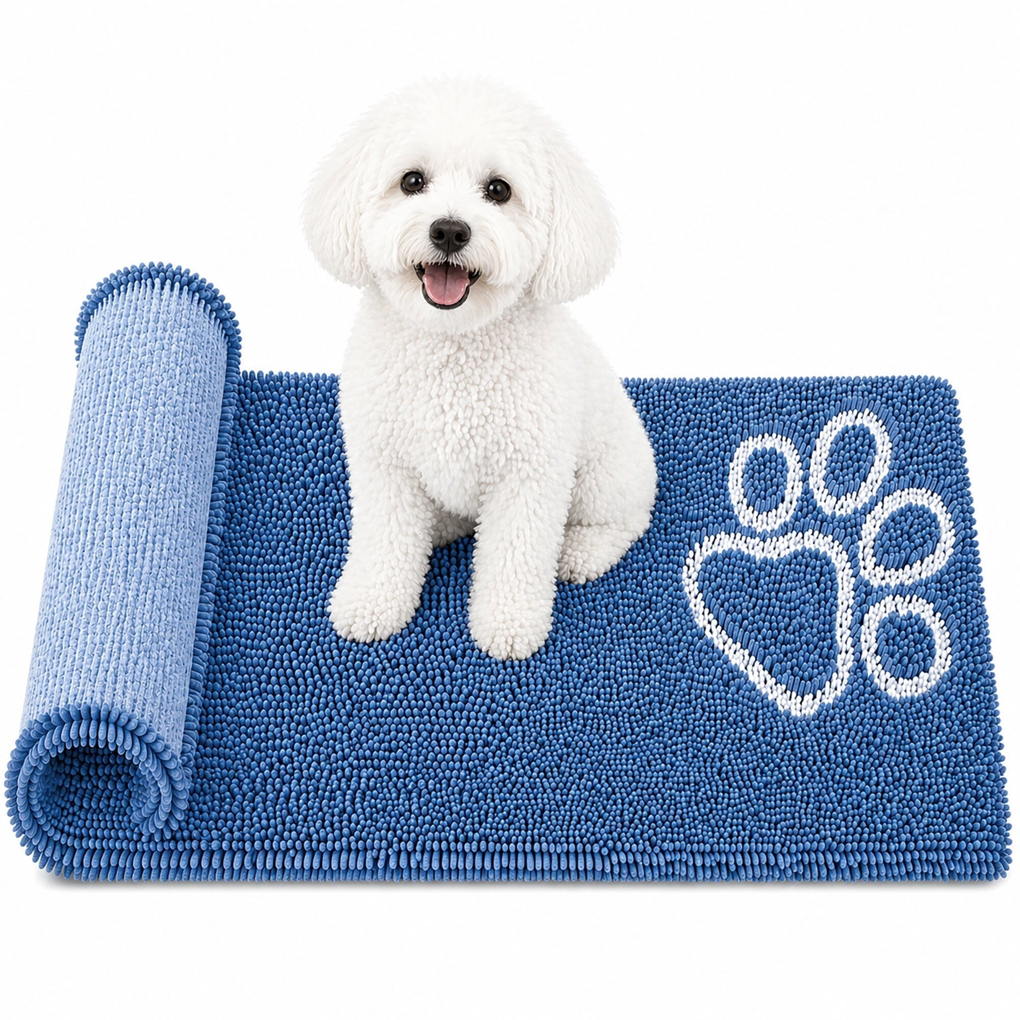 Pet Life ® 'Fuzzy' Quick-Drying Anti-Skid and Machine Washable Dog Mat Blue