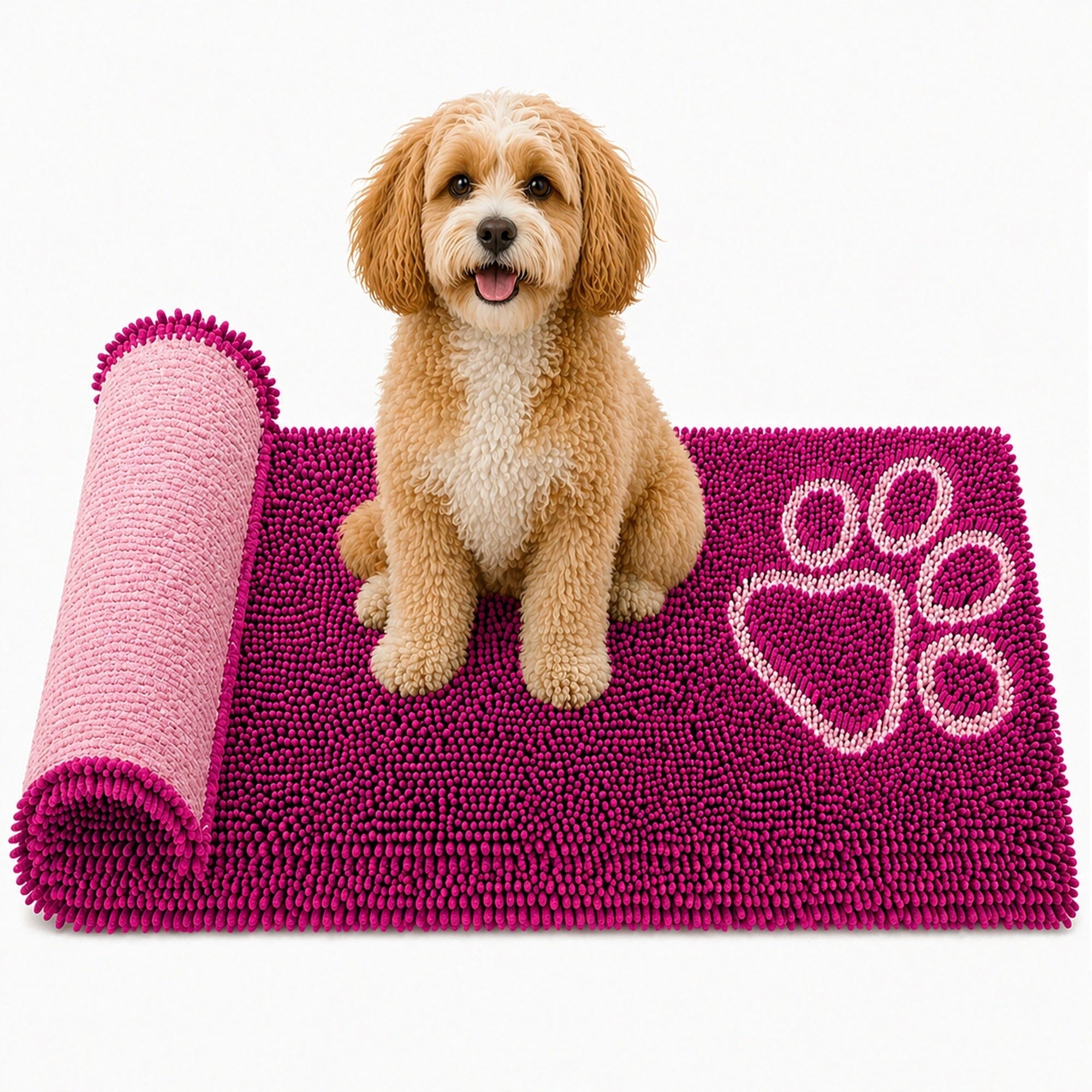 Pet Life ® 'Fuzzy' Quick-Drying Anti-Skid and Machine Washable Dog Mat Pink