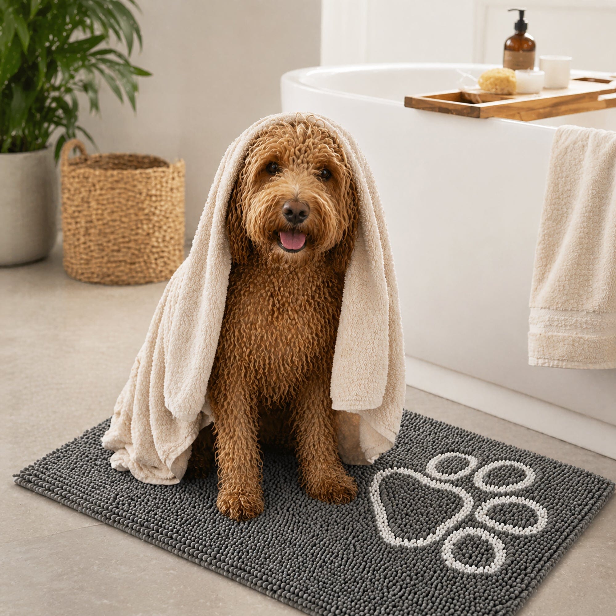 Pet Life ® 'Fuzzy' Quick-Drying Microfiber Anti-Skid and Machine Washable Dog Mat Pet Bed - 2 Pack - Gray