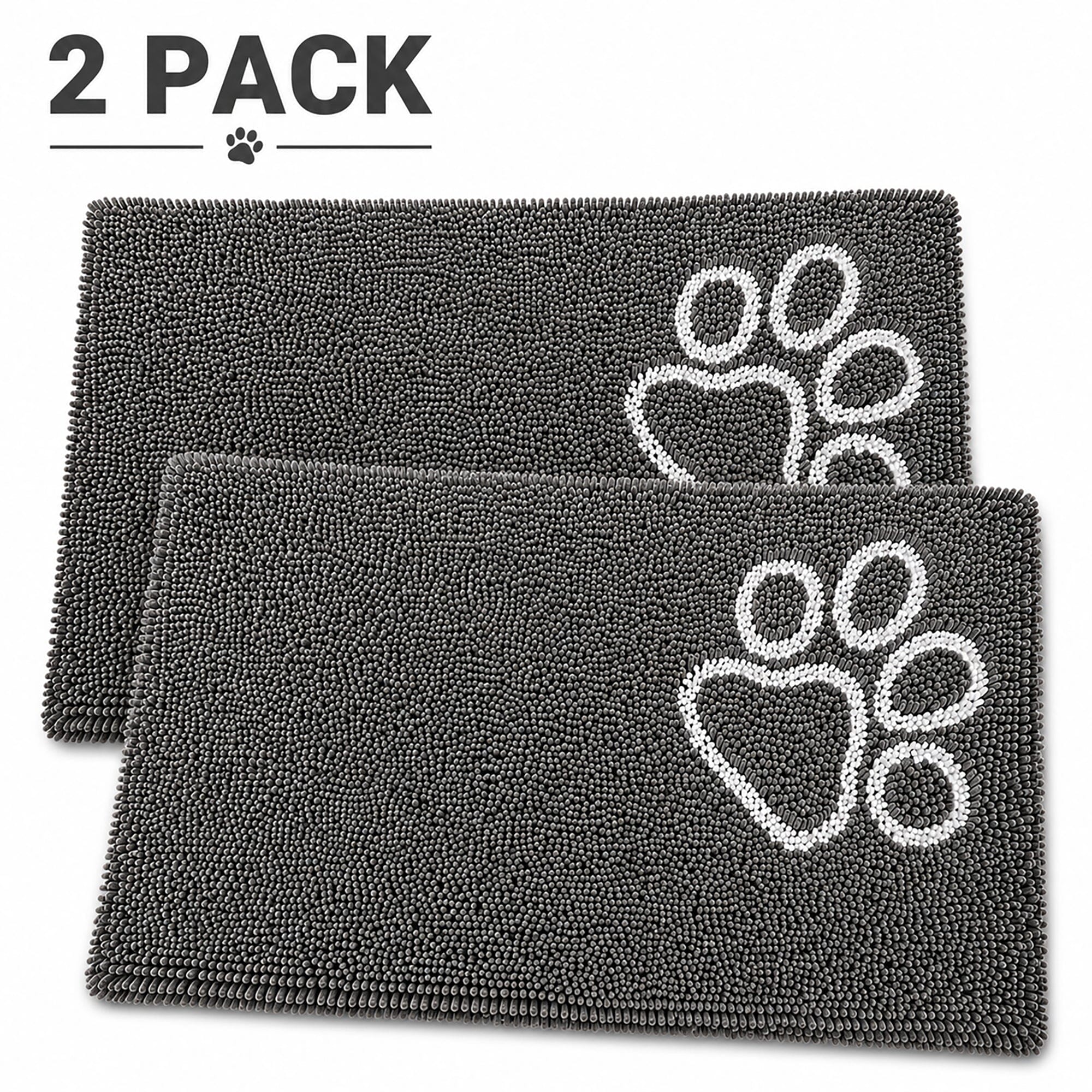 Pet Life ® 'Fuzzy' Quick-Drying Microfiber Anti-Skid and Machine Washable Dog Mat Pet Bed - 2 Pack - Gray Default Title