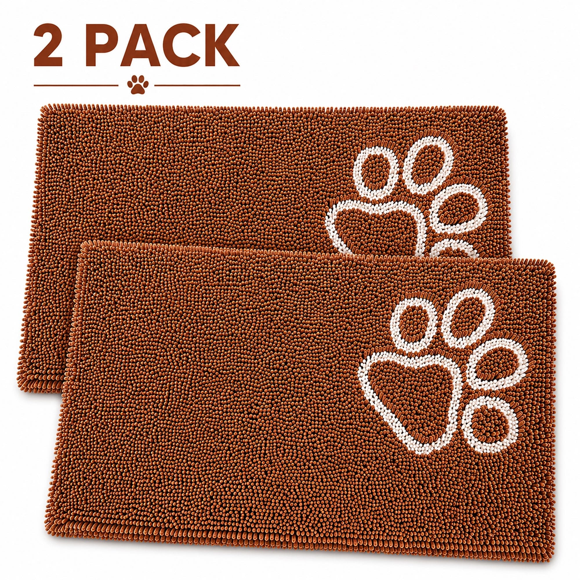 Pet Life ® 'Fuzzy' Quick-Drying Microfiber Anti-Skid and Machine Washable Dog Mat Pet Bed - 2 Pack - Light Brown Default Title