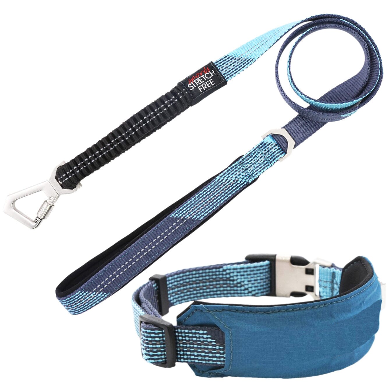 Pet Life ® 'Geo-prene' 2-in-1 Shock Absorbing Neoprene Padded Reflective Dog Leash and Collar Blue Small