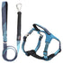 Pet Life ® 'Geo-prene' 2-in-1 Shock Absorbing Neoprene Padded Reflective Dog Leash and Harness Blue Small