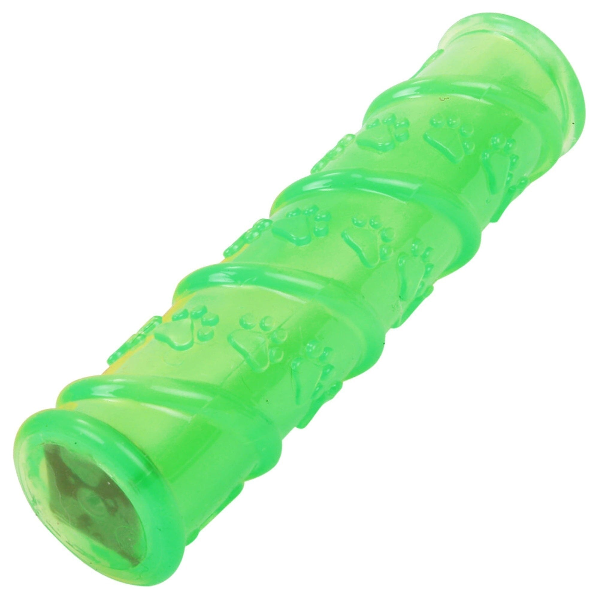 Pet Life ® 'Glow-Stick' TPR and LED Lighting Squeak and Chew Dog Toy Green
