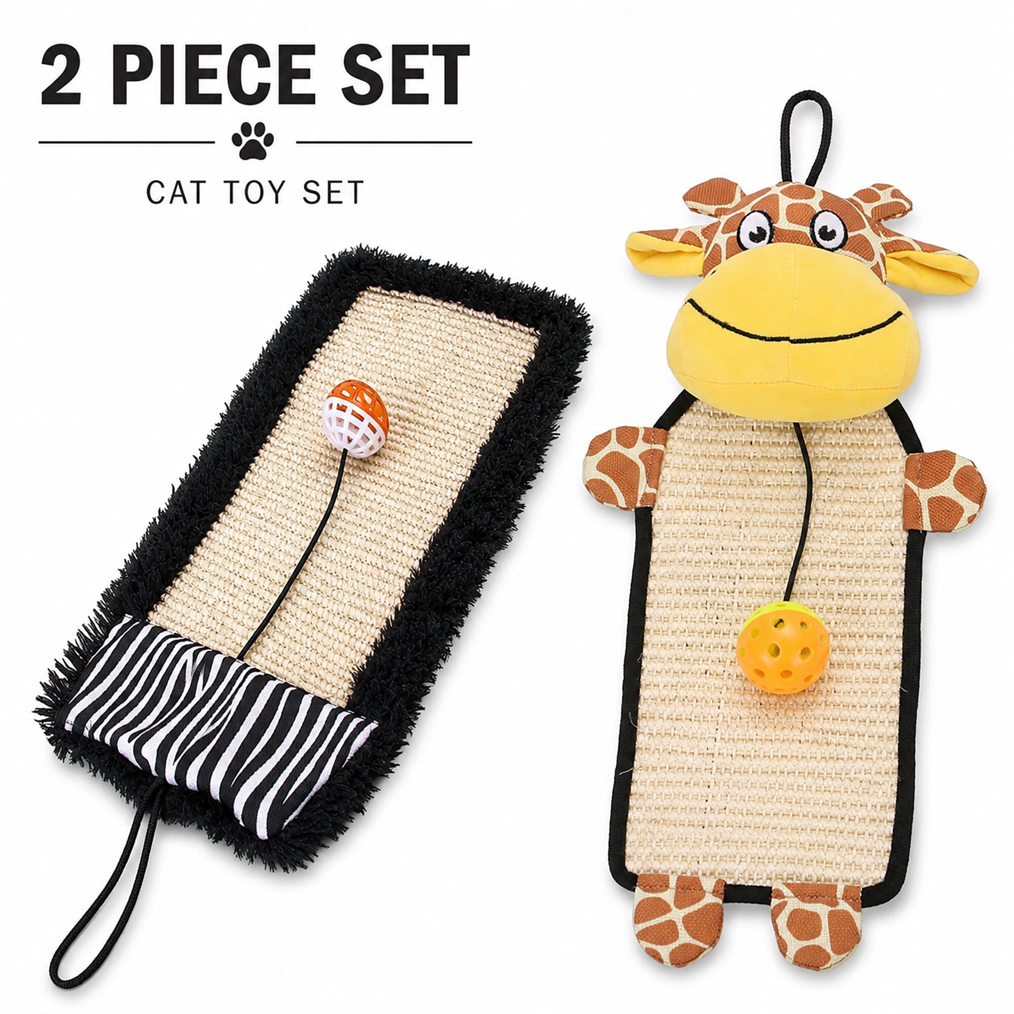 Pet Life ® Hanging Carpet Cat Scratcher Lounger and Cat Toy - 2 Piece Set Default Title