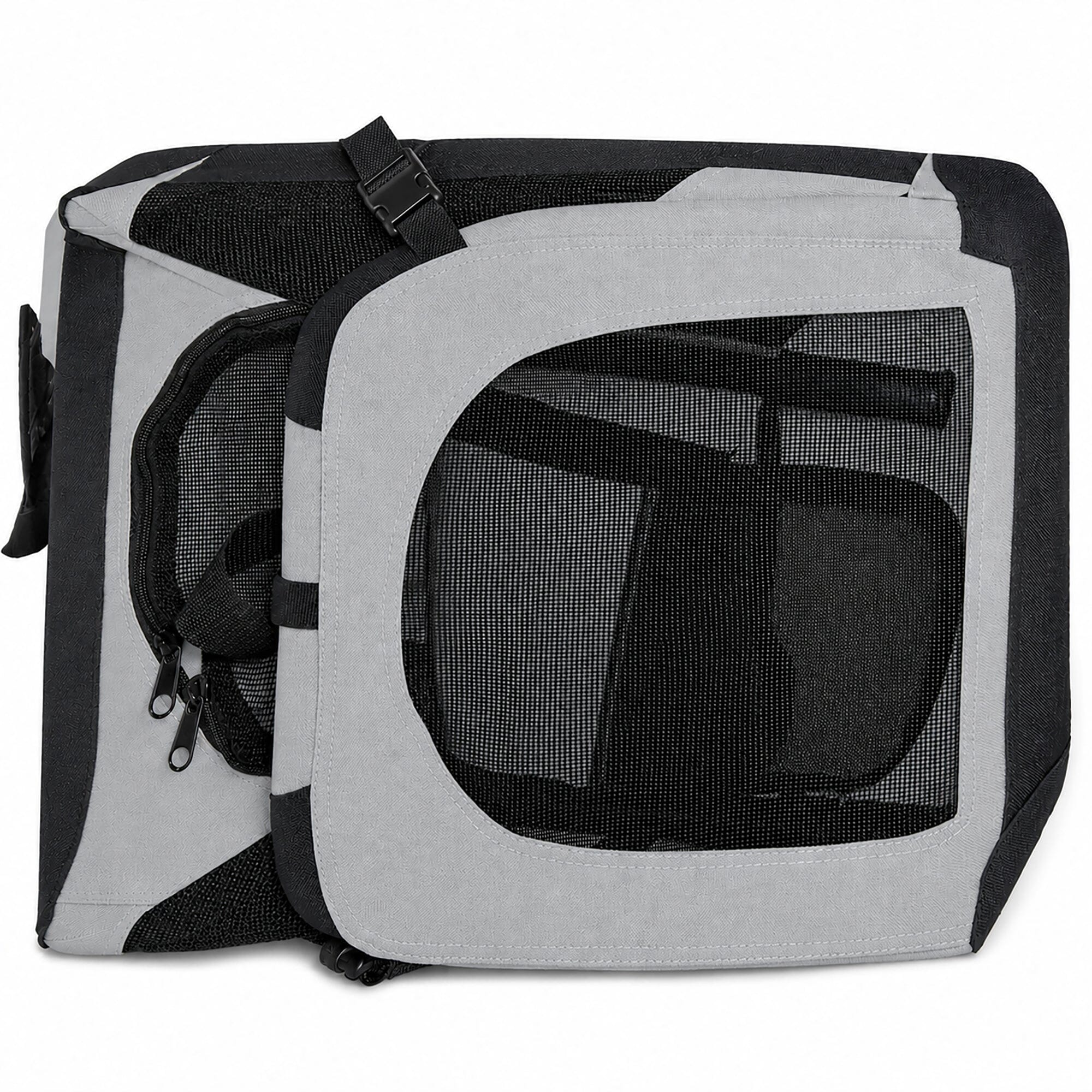 Pet Life ® 'Hounda Accordion' Metal Framed Soft-Folding Collapsible Dual-Sided Expandable Pet Dog Crate