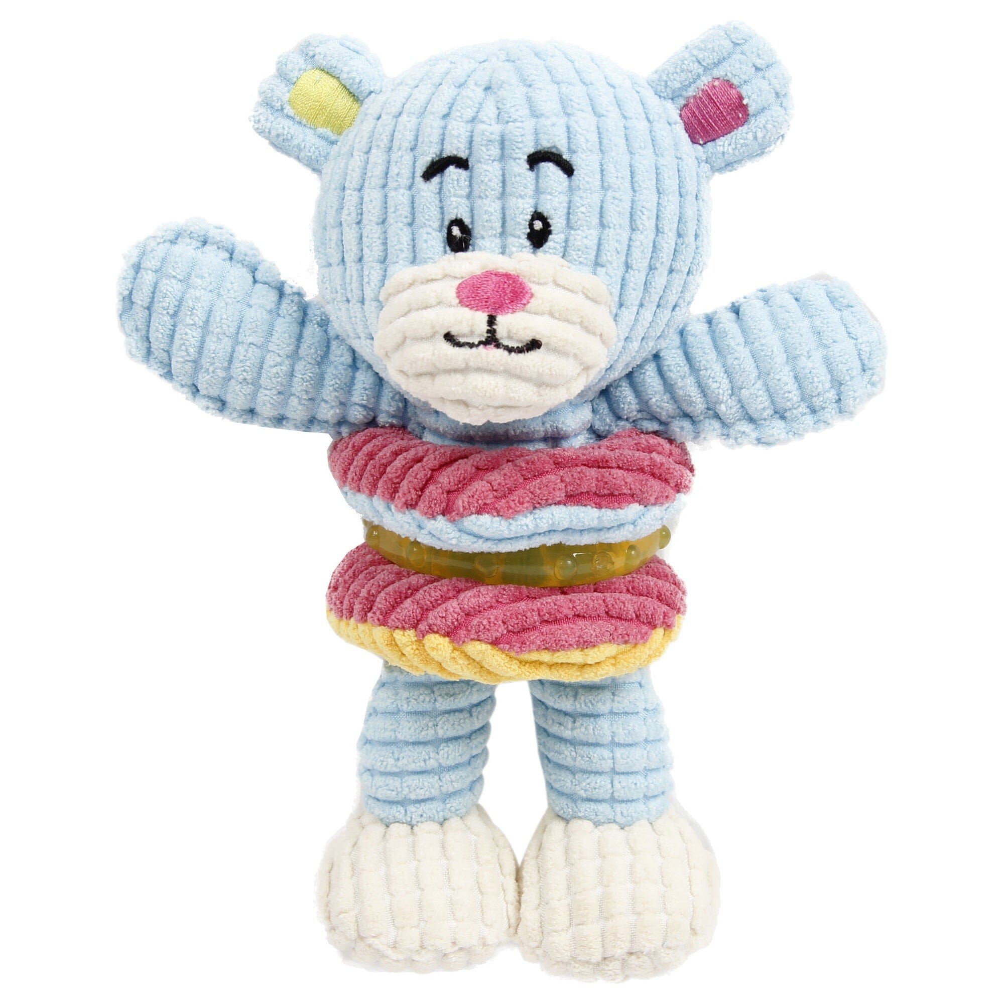 Pet Life ® 'Hugga-Bear' Plush Squeaking and Rubber Teething Newborn Puppy Dog Toy Light Blue