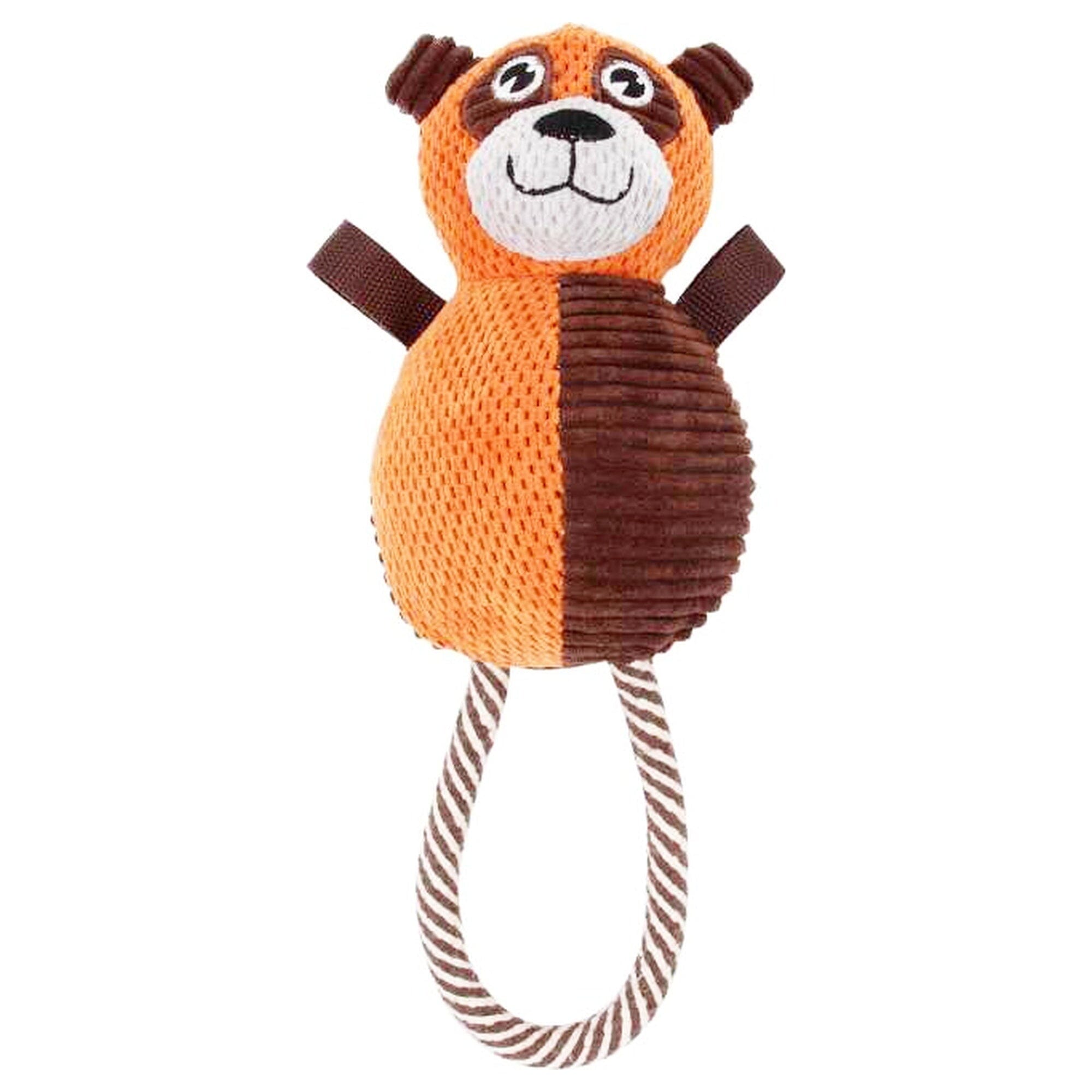 Pet Life ® 'Huggabear' Natural Jute Squeaking and Tug Plush Dog Toy Orange/Dark Brown