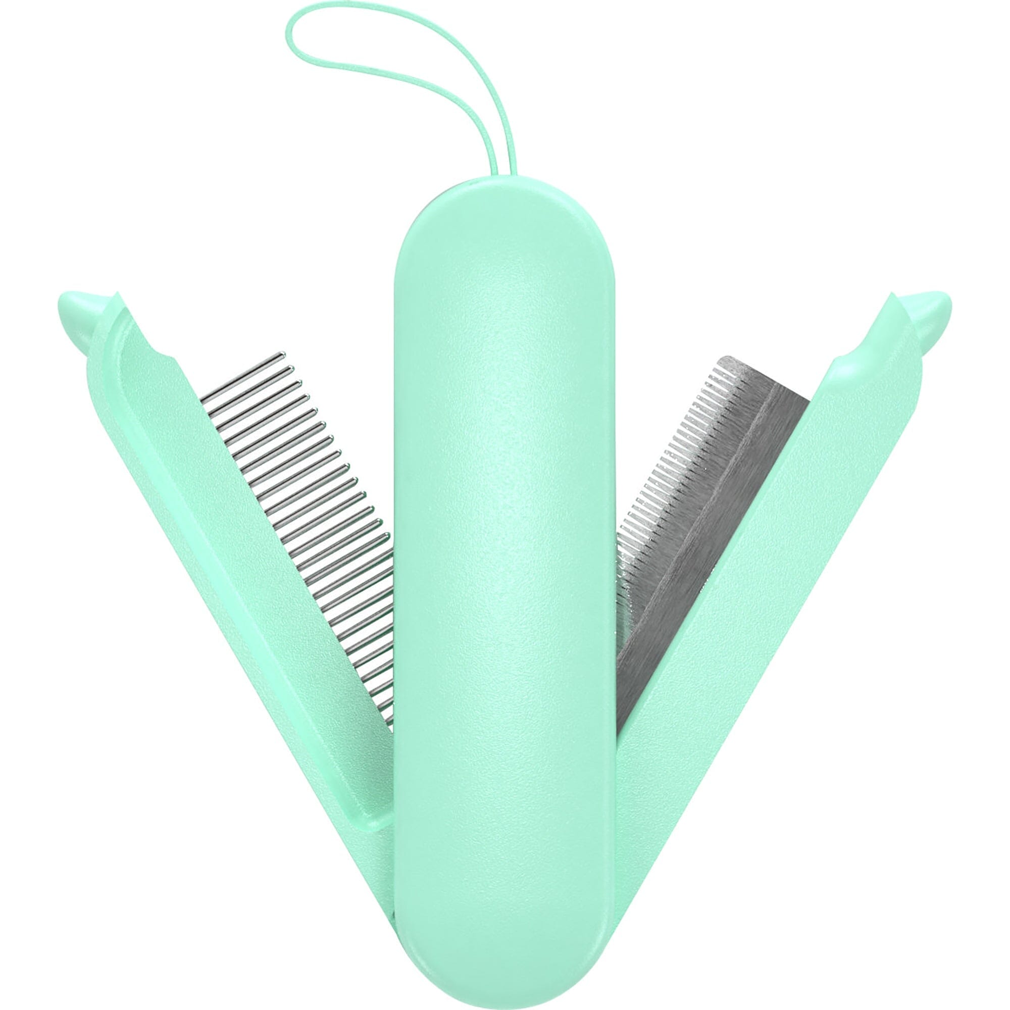 Pet Life ® 'JOYNE' Multi-Functional 2-in-1 Swivel Travel Grooming Comb and Deshedder Green