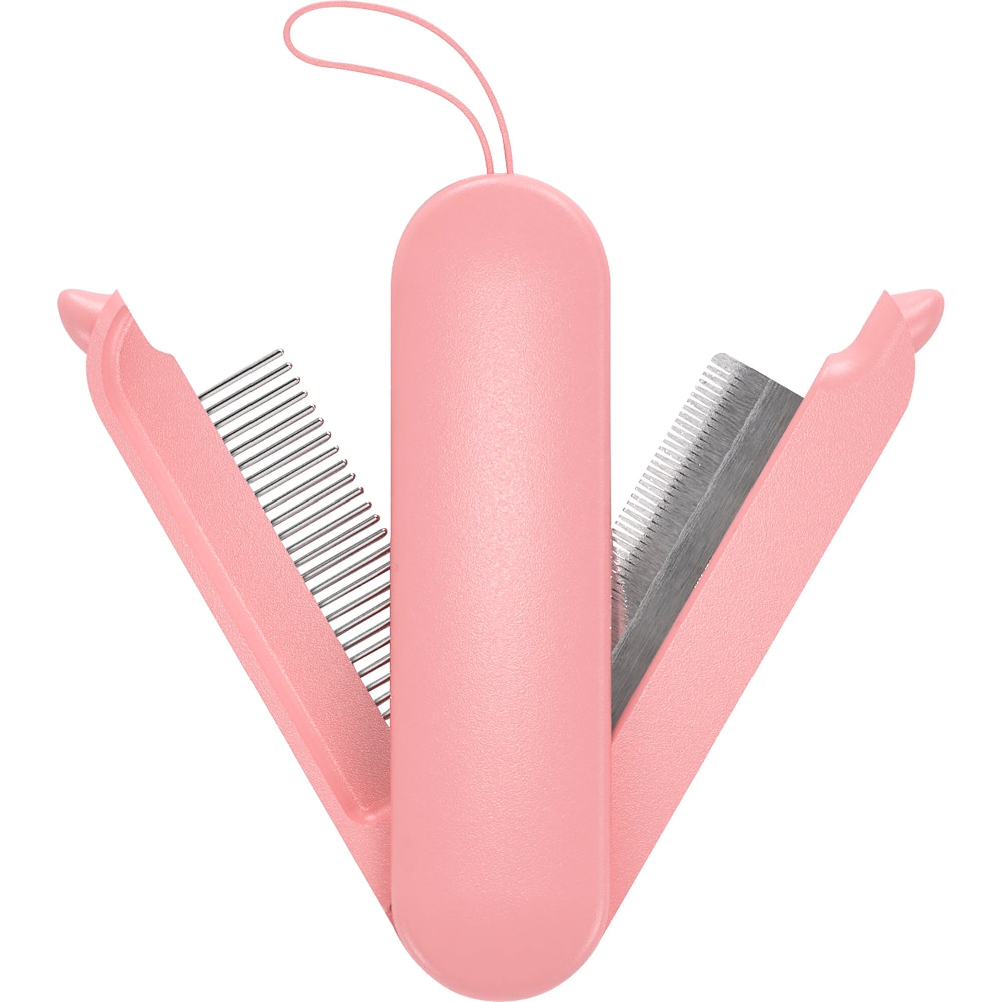 Pet Life ® 'JOYNE' Multi-Functional 2-in-1 Swivel Travel Grooming Comb and Deshedder Pink