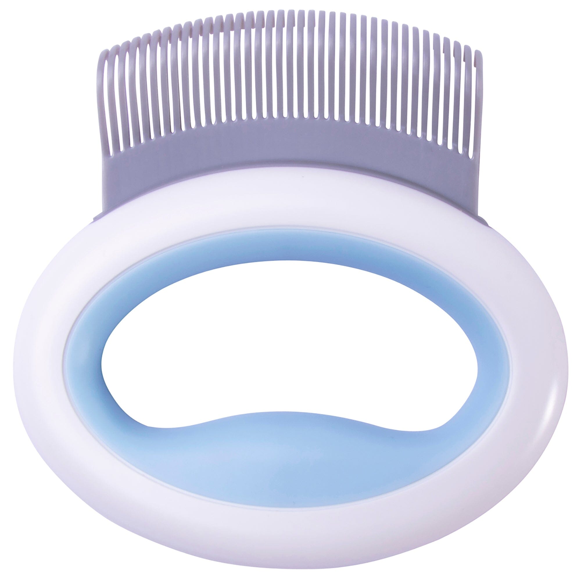 Pet Life ® 'Knuckler' Handheld Travel Flexible Grooming Pet Rake Comb Blue
