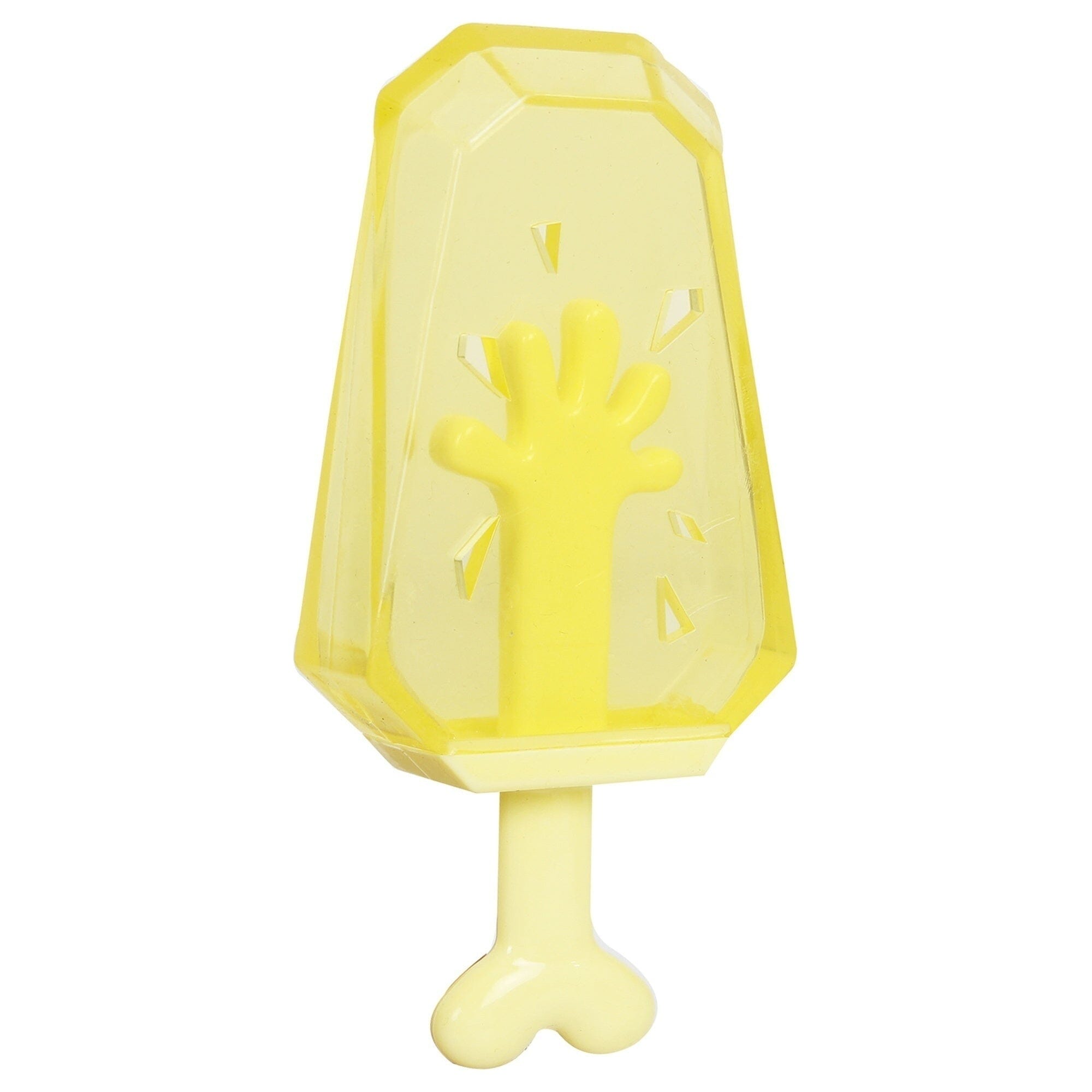 Pet Life ® 'Lick & Gnaw' Cooling Ices Cone Freezable and Chewable Tossing Waterproof Floating Pet Dog Toy Yellow