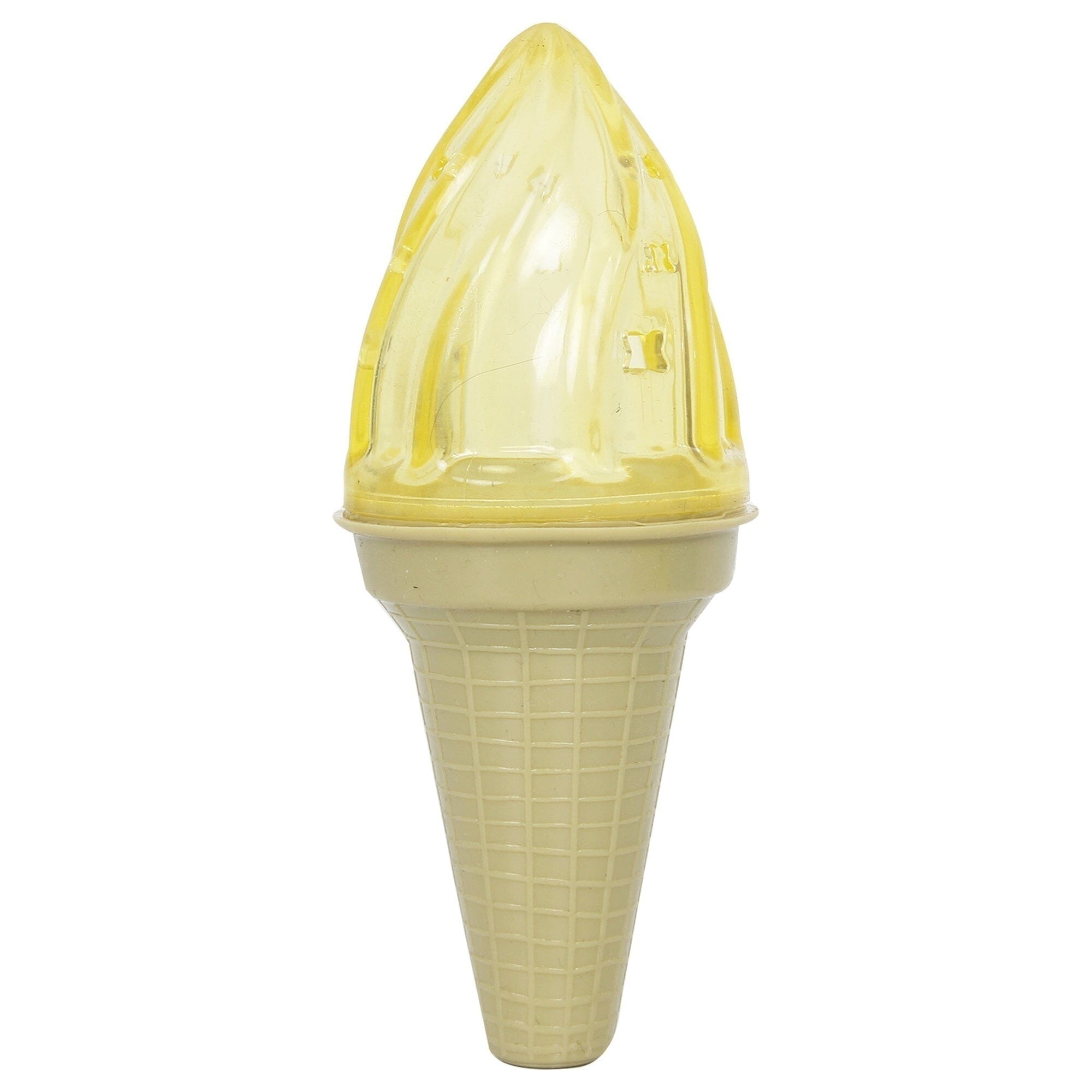 Pet Life ® 'Lick & Gnaw' Ice Cream Cone Freezable and Chewable Tossing Waterproof Floating Pet Dog Toy w/ Insertable Treat pocket Yellow