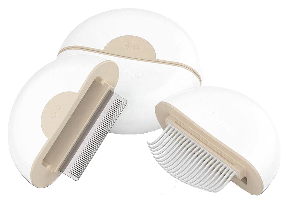 Pet Life ® 'LYNX' 2-in-1 Travel Connecting Grooming Pet Comb and Deshedder Brown Small