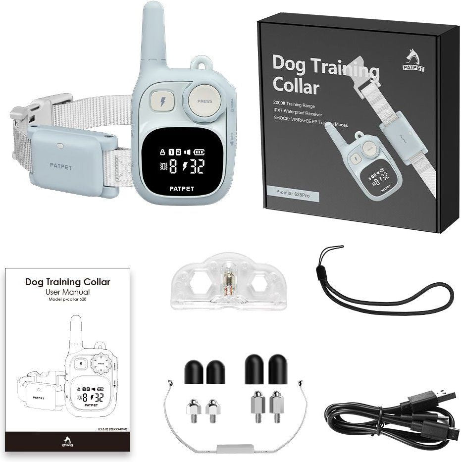 Pet Life ® Nano-Bark Mini LED 1-to-2 Dog 2,000 Foot Range 8-Level Vibration and Tone 32-Level Stimulation Training Dog Collar - Blue