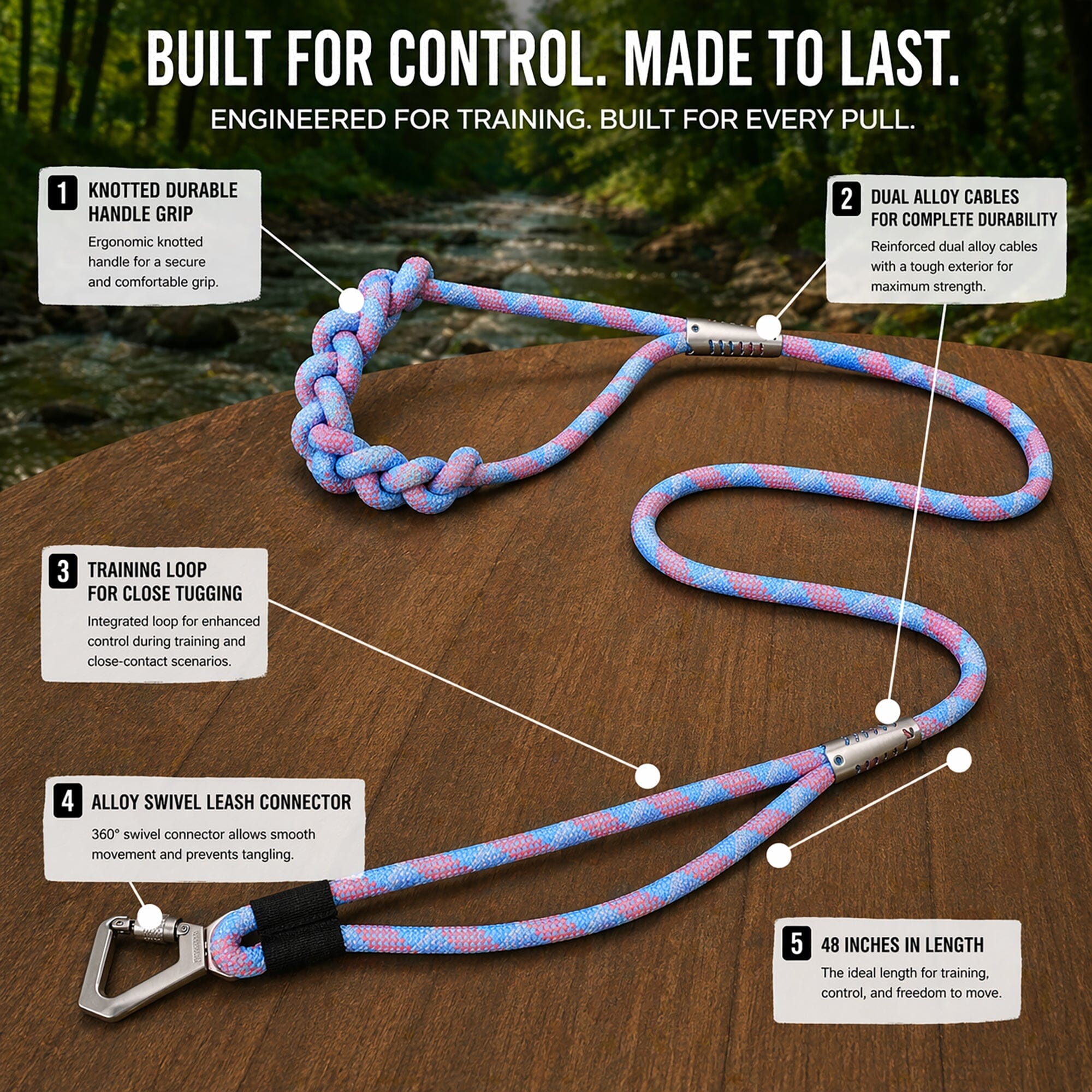 Pet Life ® 'Neo-Craft' Handmade One-Piece Knot-Gripped Training Dog Leash