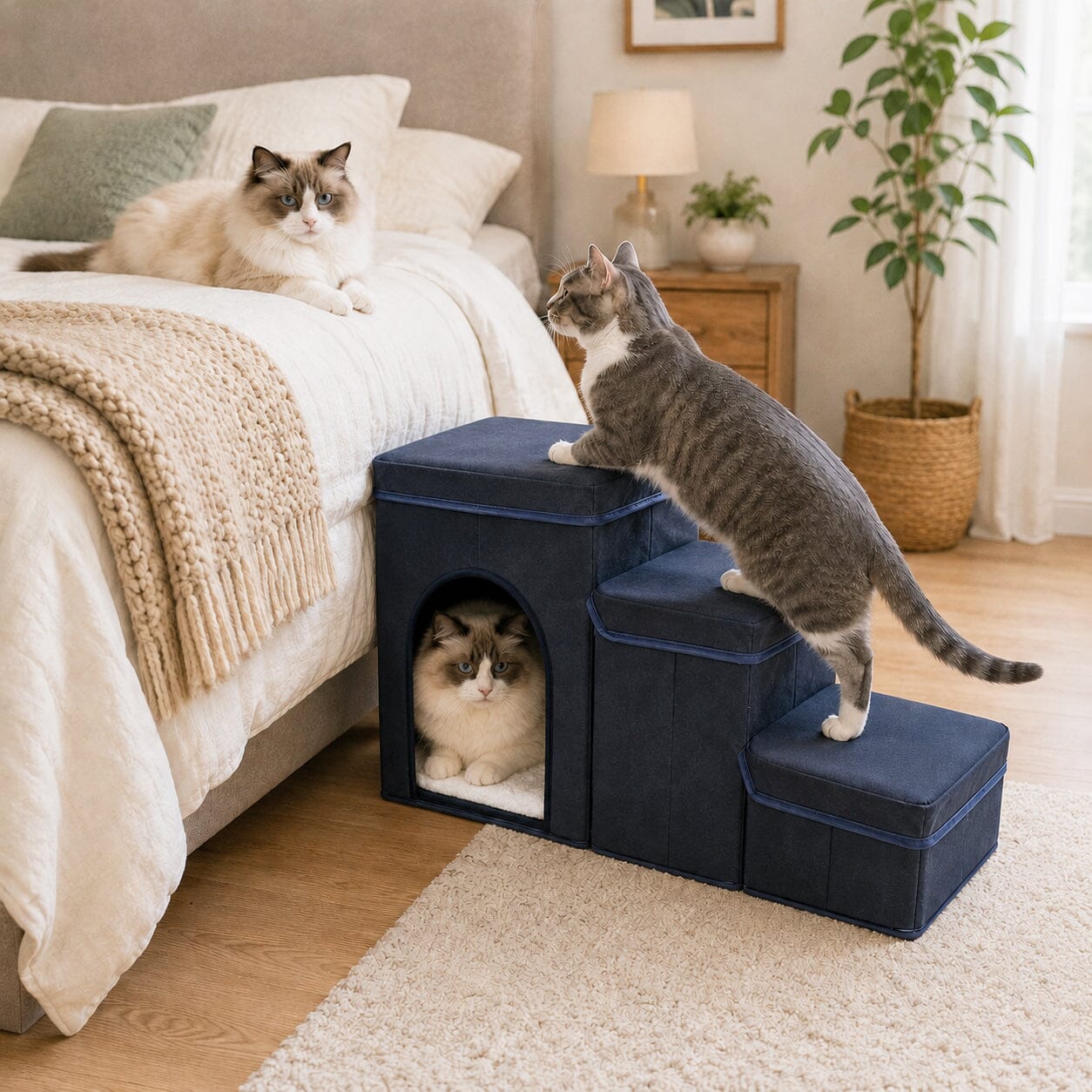 Pet Life ® “Nest Step” Collapsible Travel Pet Stairs with Hideout