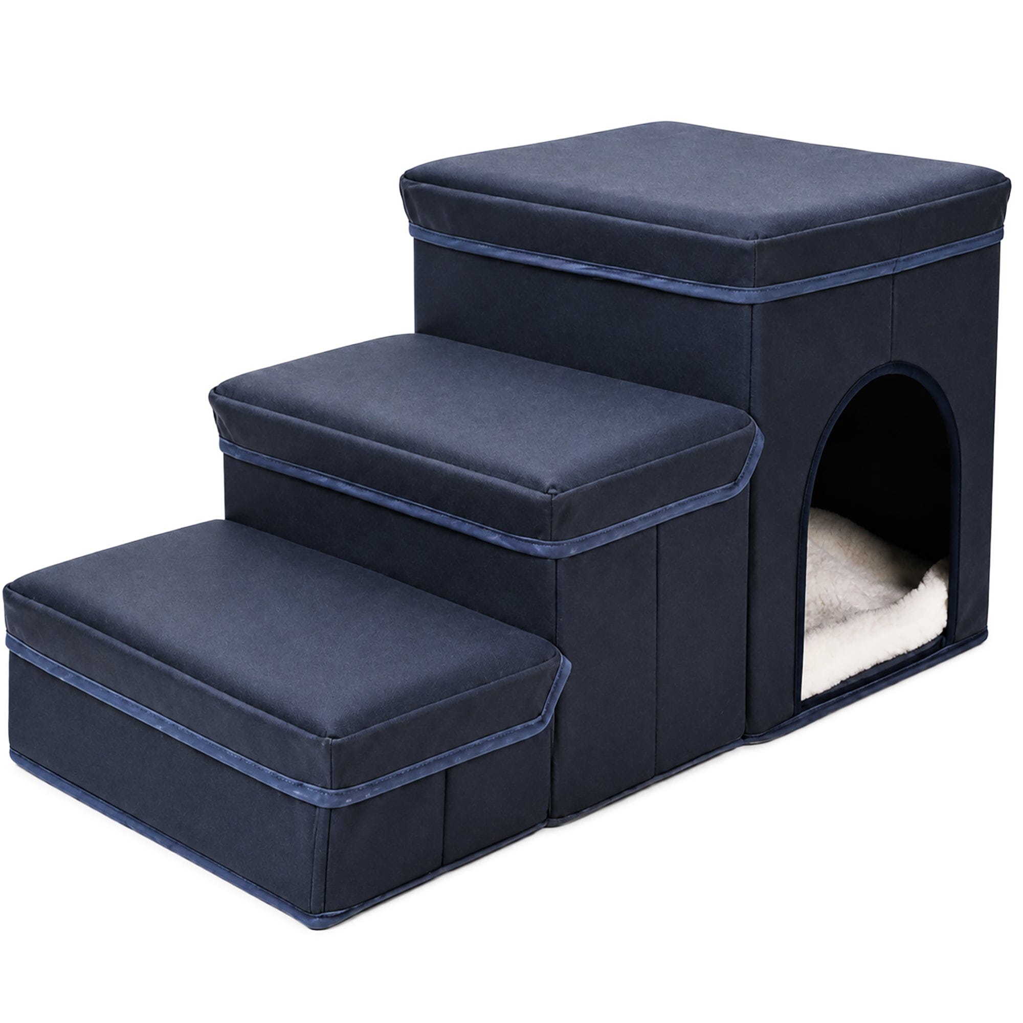 Pet Life ® “Nest Step” Collapsible Travel Pet Stairs with Hideout Default Title
