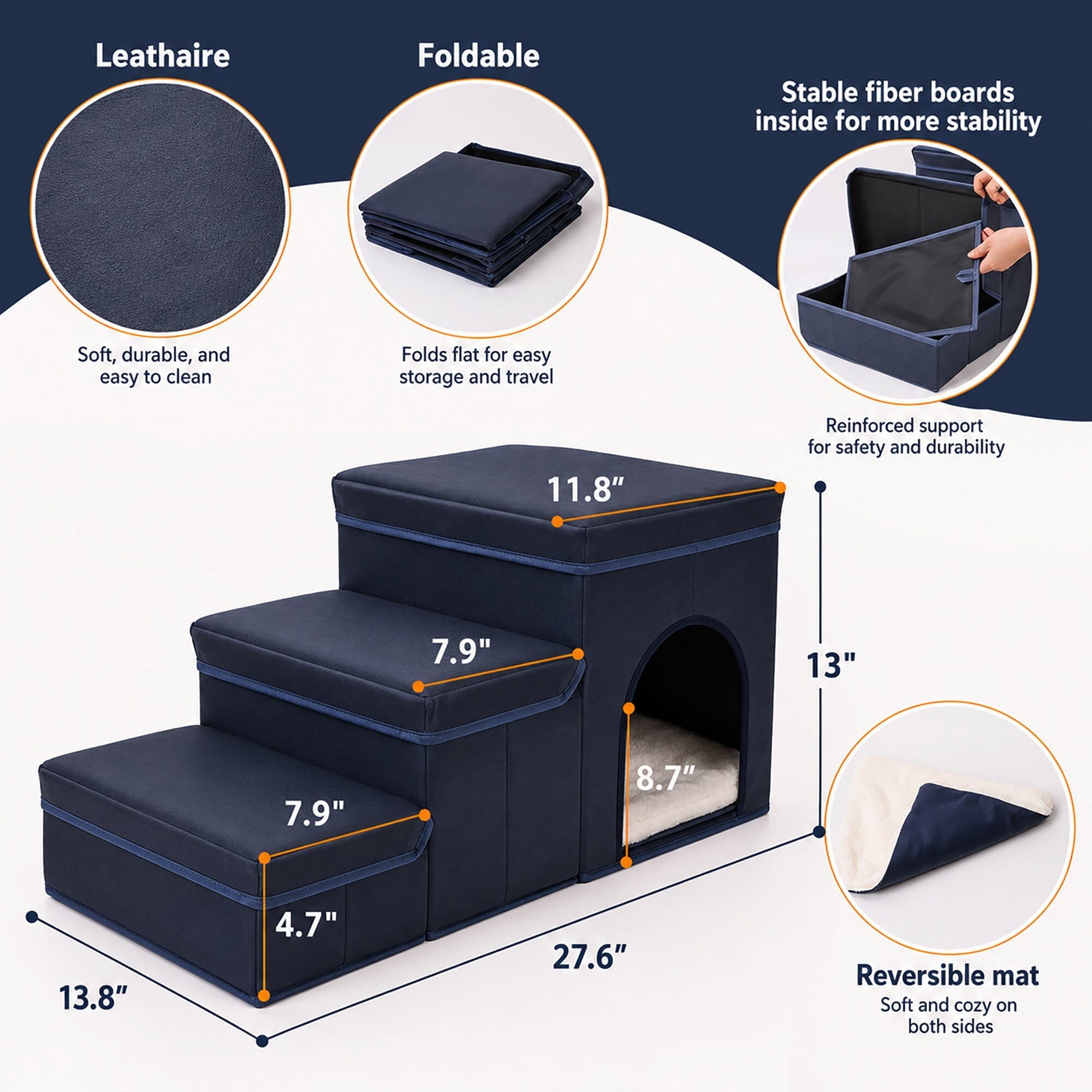 Pet Life ® “Nest Step” Collapsible Travel Pet Stairs with Hideout