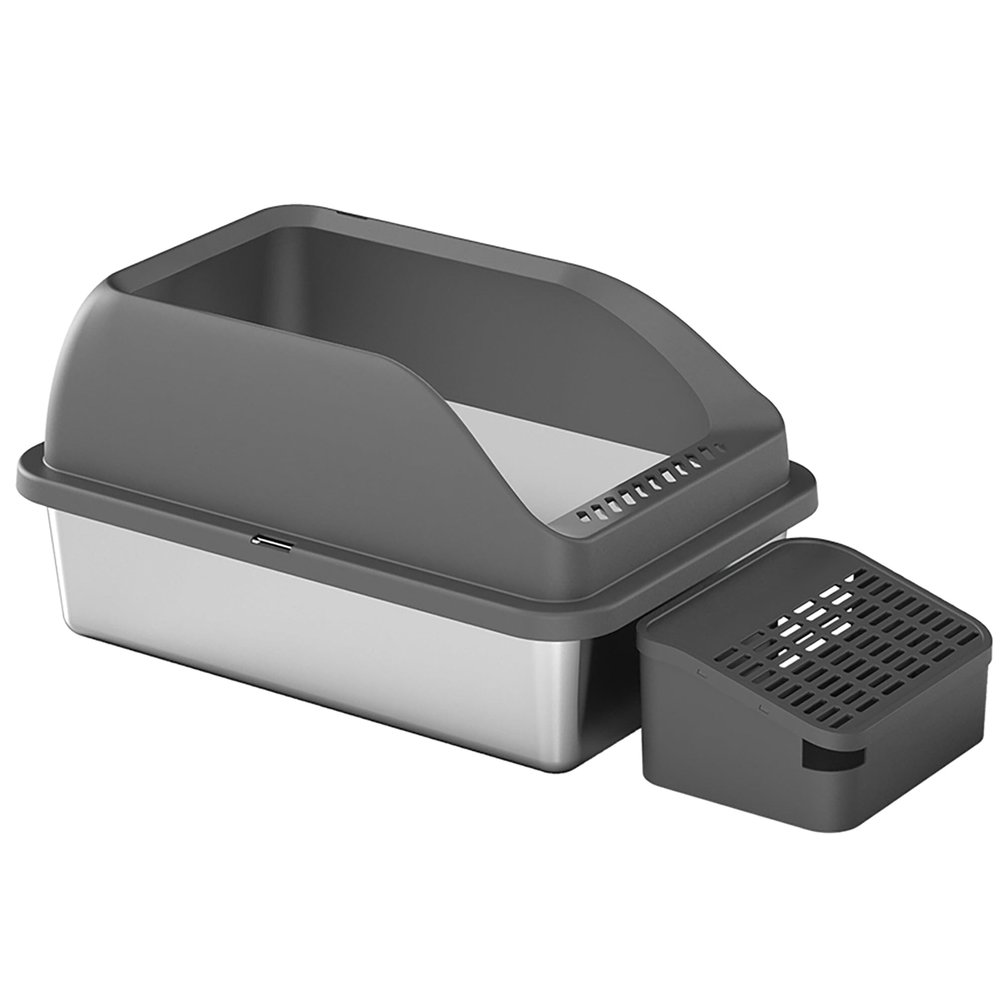 Pet Life ® “Open-Top” Modern Mess-Reducing Stainless Steel Cat Litter Box Default Title