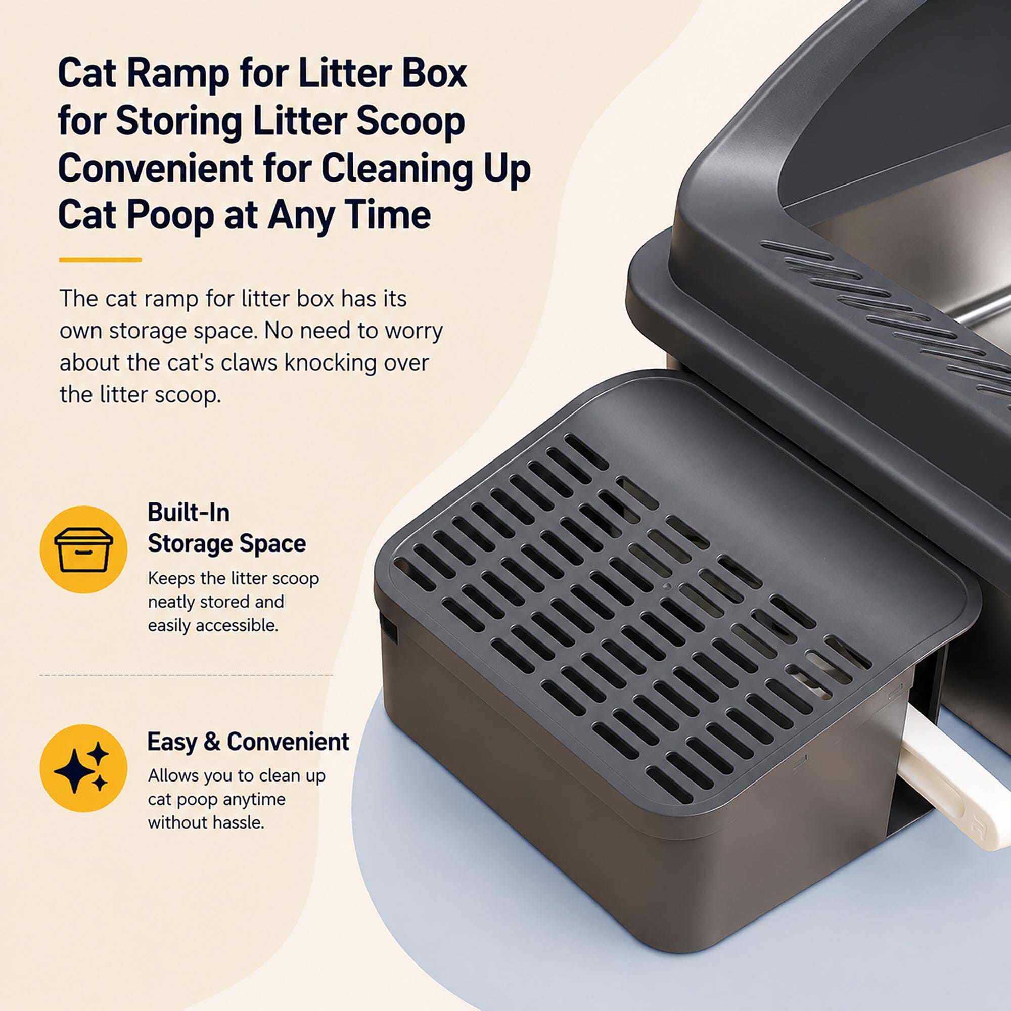 Pet Life ® “Open-Top” Modern Mess-Reducing Stainless Steel Cat Litter Box