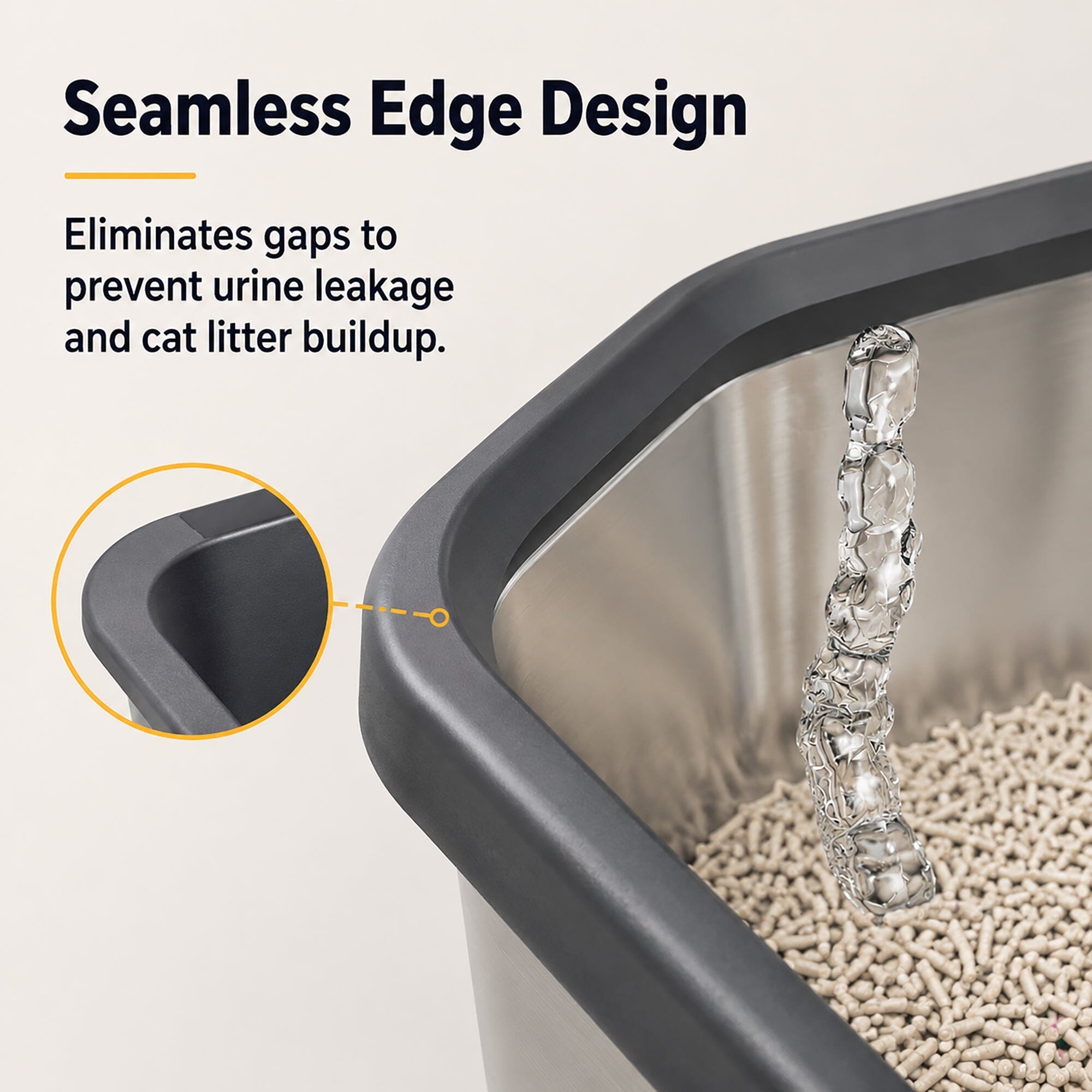 Pet Life ® “Open-Top” Modern Mess-Reducing Stainless Steel Cat Litter Box