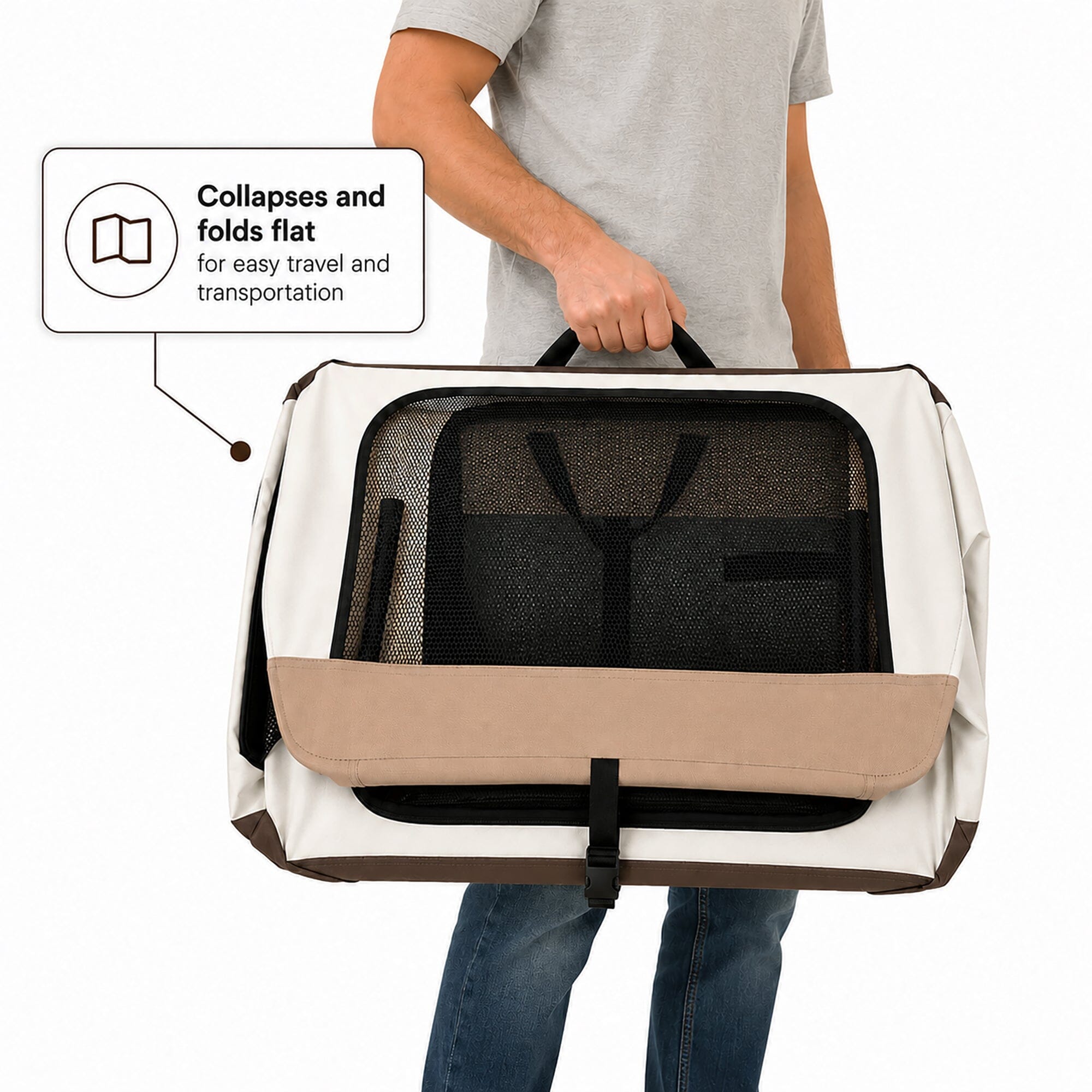 Pet Life ® OpenView Premium Ventilated Collapsible Soft-Sided Travel Pet Crate