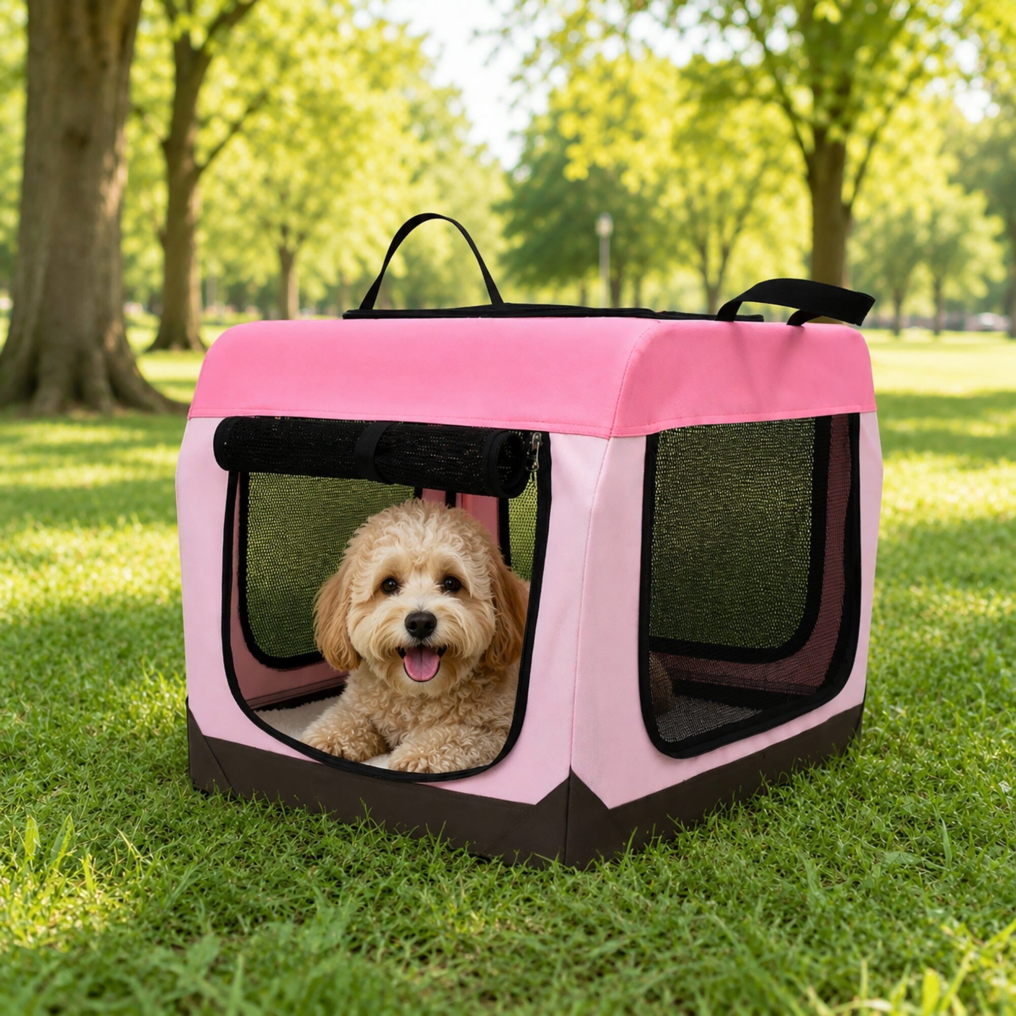 Pet Life ® OpenView Premium Ventilated Collapsible Soft-Sided Travel Pet Crate