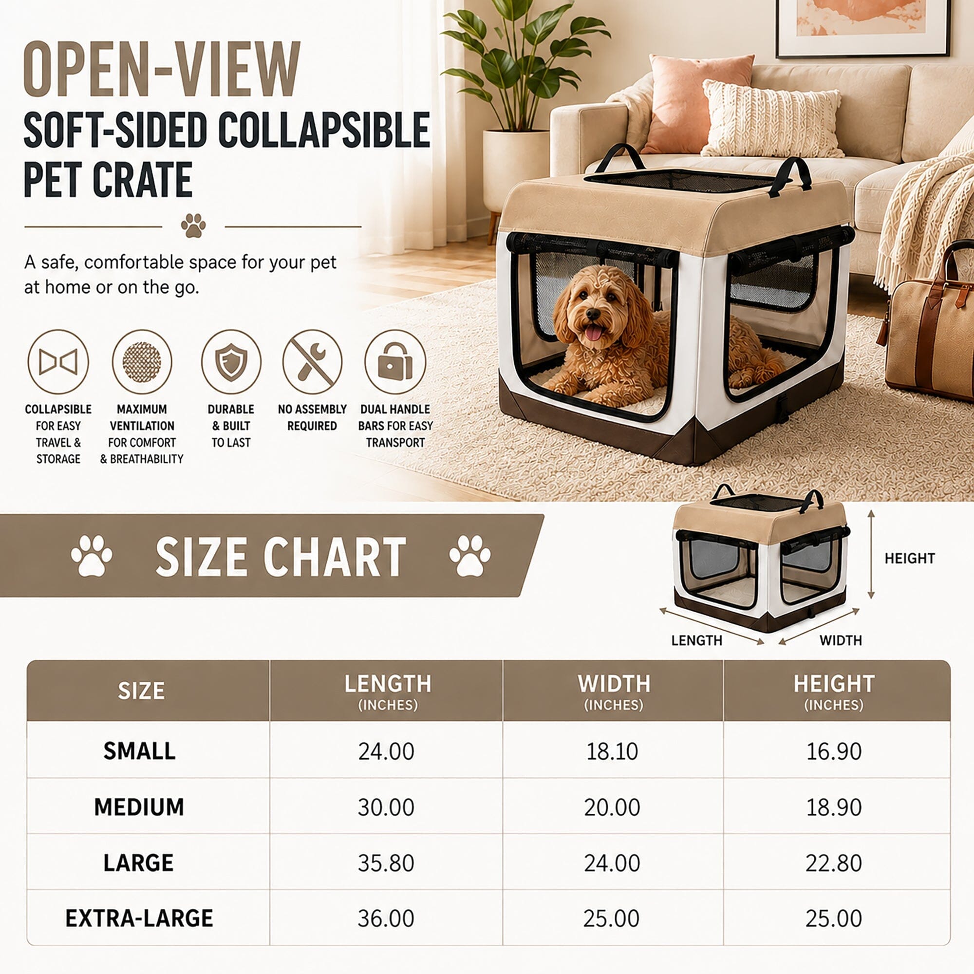 Pet Life ® OpenView Premium Ventilated Collapsible Soft-Sided Travel Pet Crate