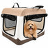 Pet Life ® OpenView Premium Ventilated Collapsible Soft-Sided Travel Pet Crate Small Taupe/Beige