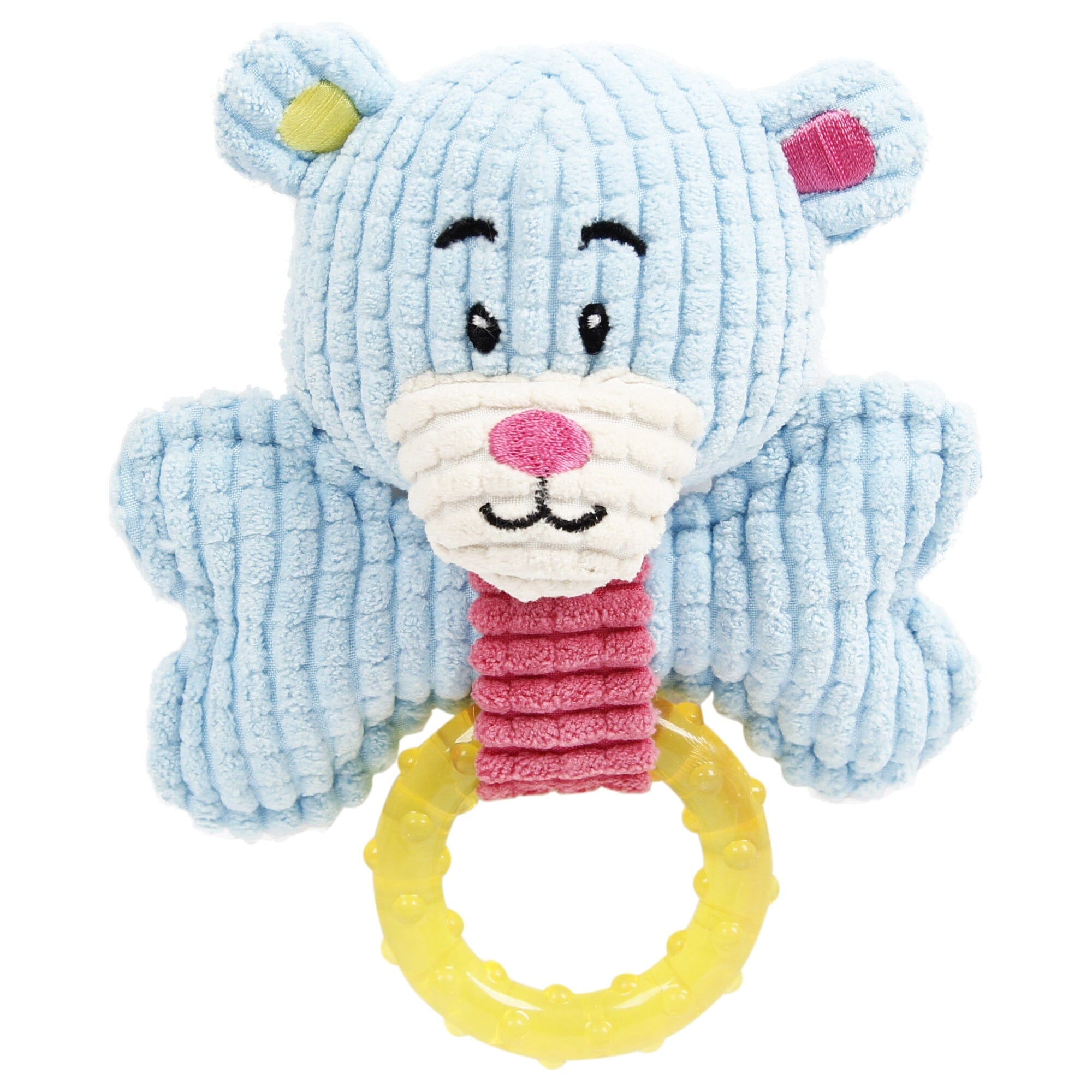 Pet Life ® 'Paci-Plush' Plush Squeaking and Rubber Teething Newborn Puppy Dog Toy Light Blue
