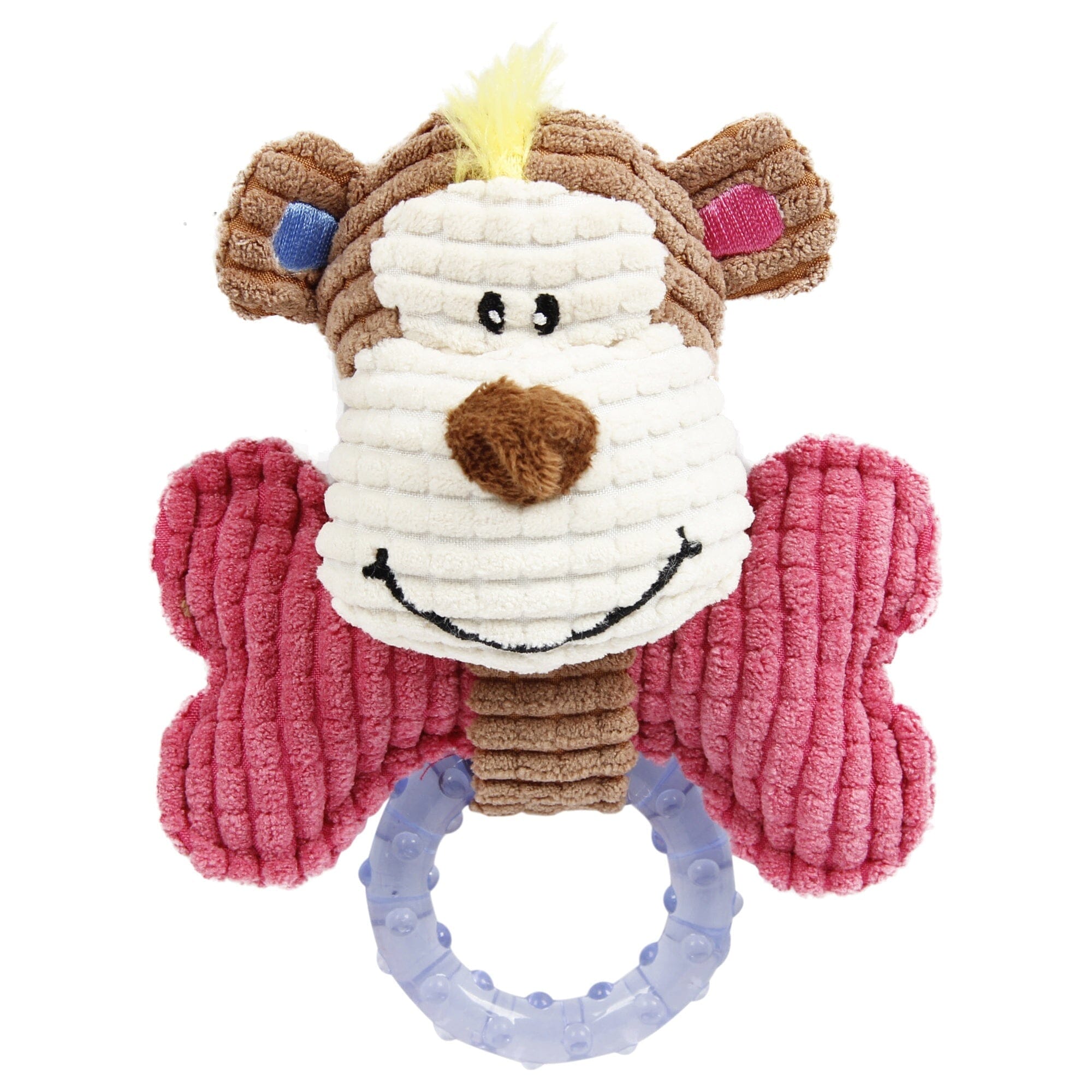 Pet Life ® 'Paci-Plush' Plush Squeaking and Rubber Teething Newborn Puppy Dog Toy Pink
