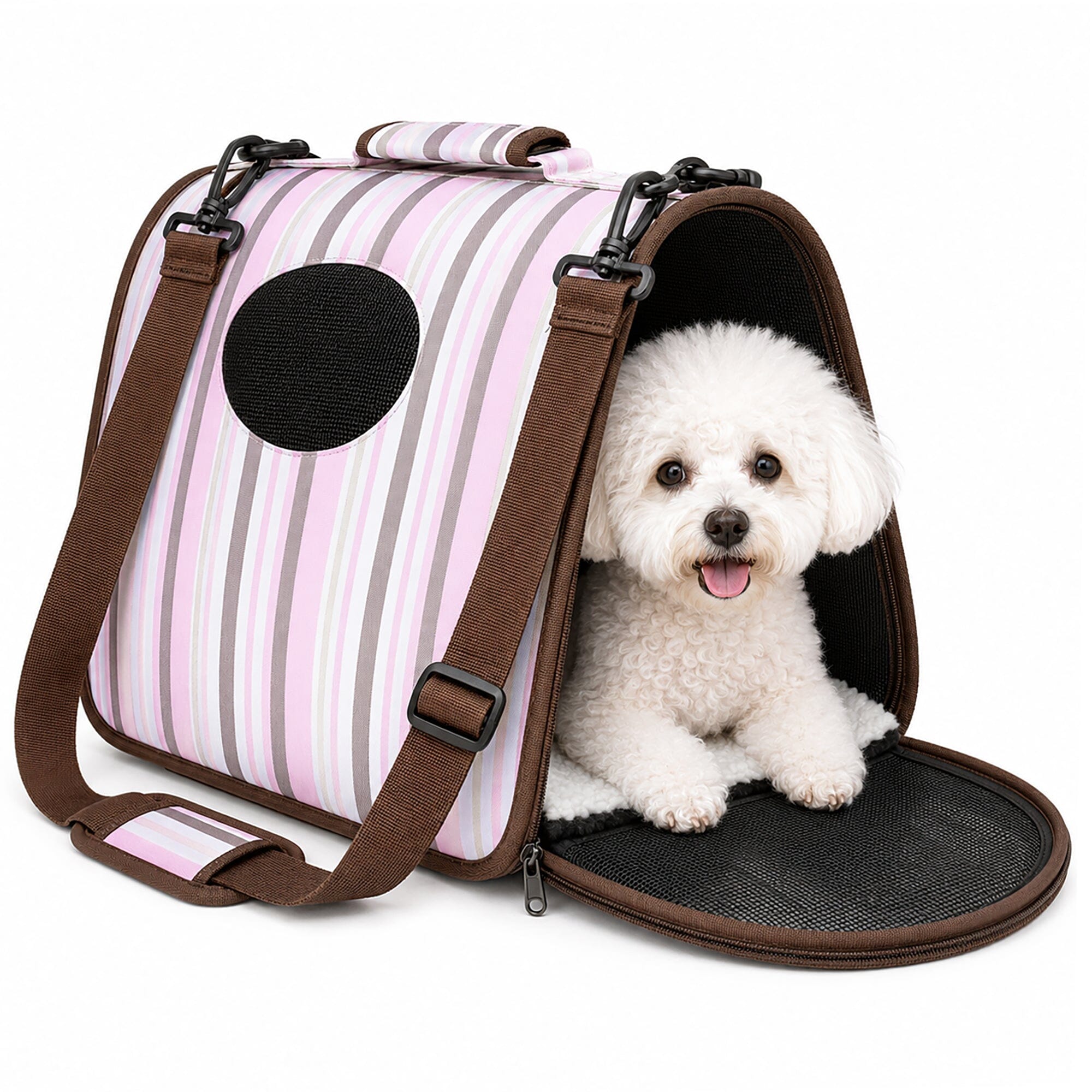 Pet Life ® Paw Patterned Airline Approved Zippered Folding Collapsible Travel Pet Dog Carrier Medium Multi-Color