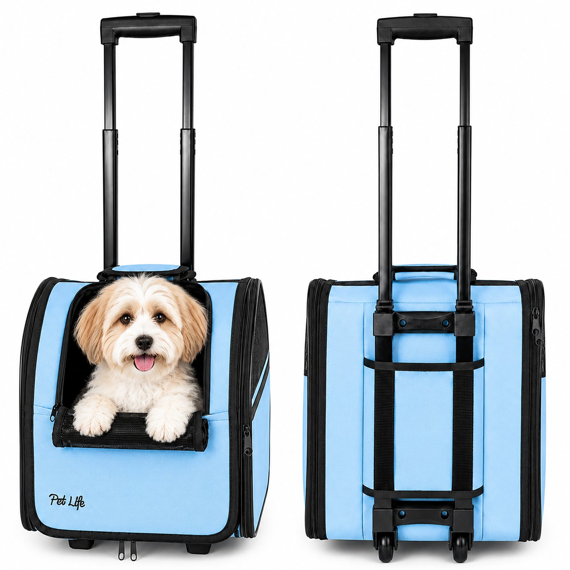 Pet Life ® 'Pawdon Me ' Wheeled Airline Approved Travel Collapsible Pet Dog Carrier Light Blue