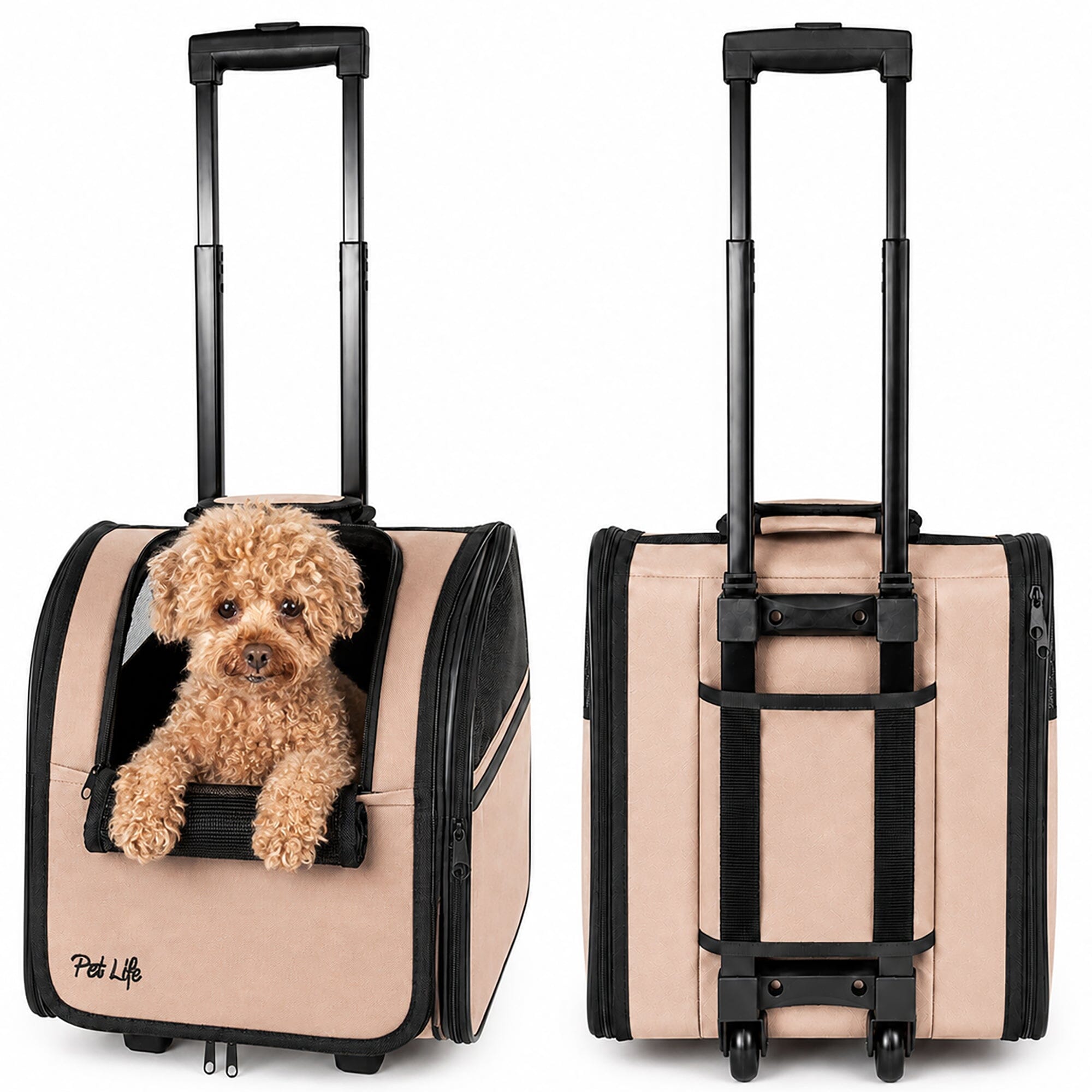 Pet Life ® 'Pawdon Me ' Wheeled Airline Approved Travel Collapsible Pet Dog Carrier Khaki