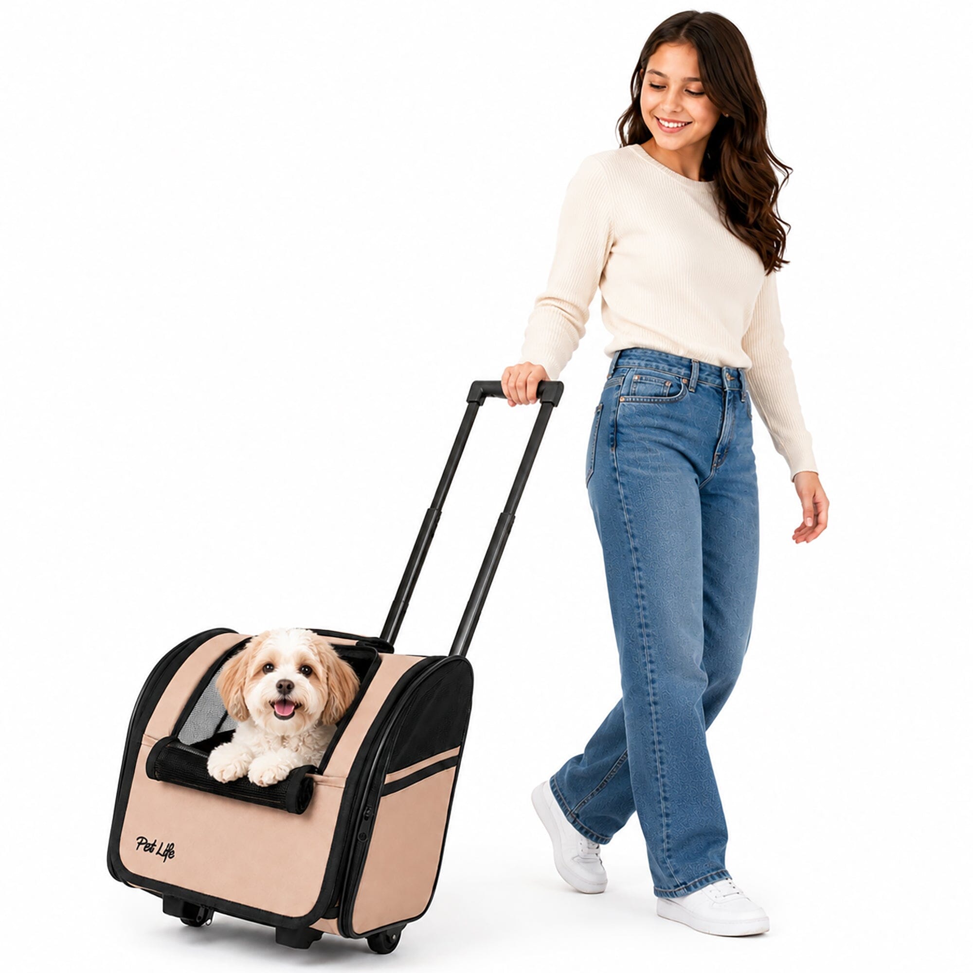 Pet Life ® 'Pawdon Me ' Wheeled Airline Approved Travel Collapsible Pet Dog Carrier