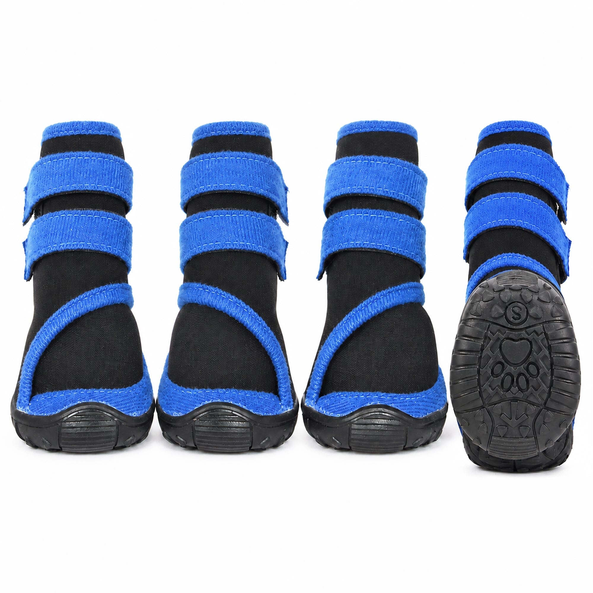 Pet Life ® 'Performance-Coned' Premium Stretch High Ankle Support Dog Shoes - Set Of 4 X-Small Black/Blue
